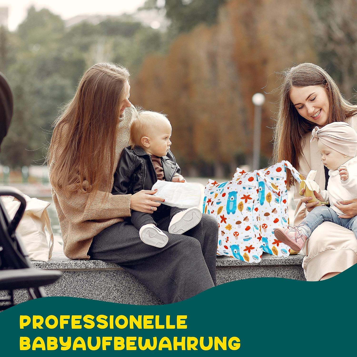 Thumbnail 3 de Loscarol 2er Set große Wetbags für Kindergarten & Schwimmen (Bär) – doppelt verschließbar, getrennt trocken/nass