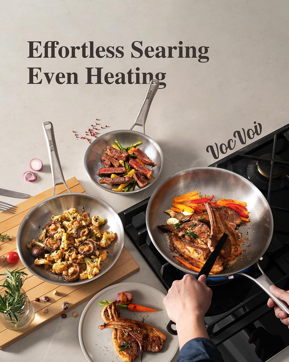 Thumbnail 3 de VocVoi Stainless Steel Frying Pan, 12-Inch