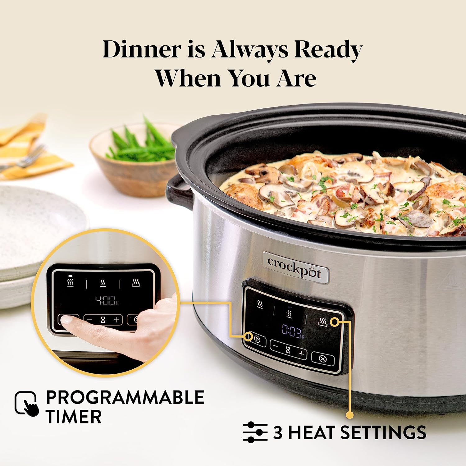 Detalle 2 de Crock-Pot Sizzle & Stew Digital Slow Cooker 6.5 L (CSC112)
