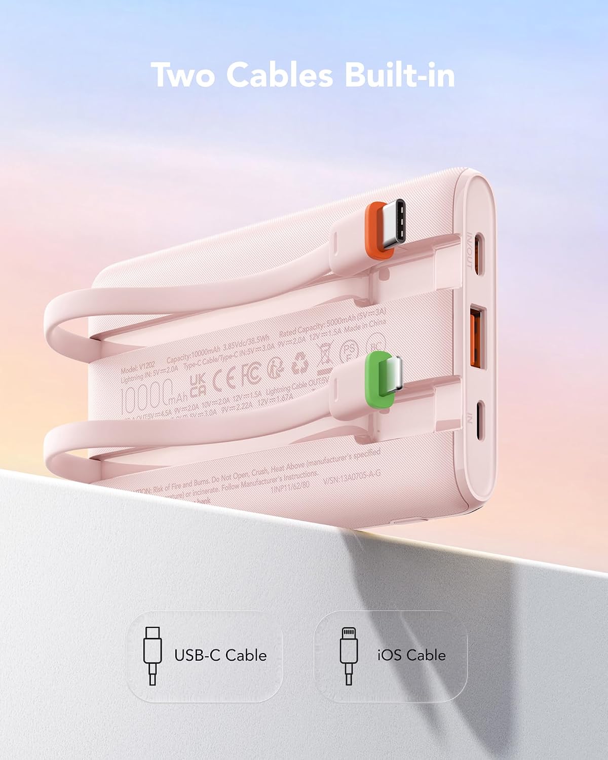 Detalle 2 de VEGER Portable Charger with Built-in Cables