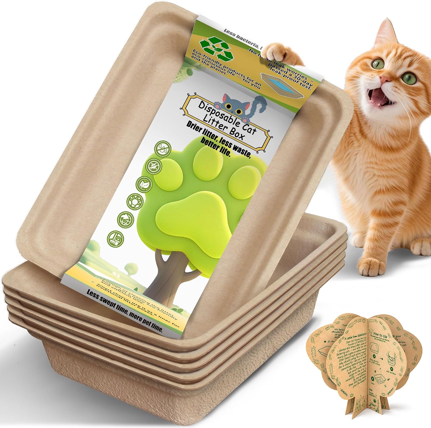 Detalle de SEMEDOYO Disposable Cat Litter Box, 6-Pack Cardboard Trays for Travel or Liners