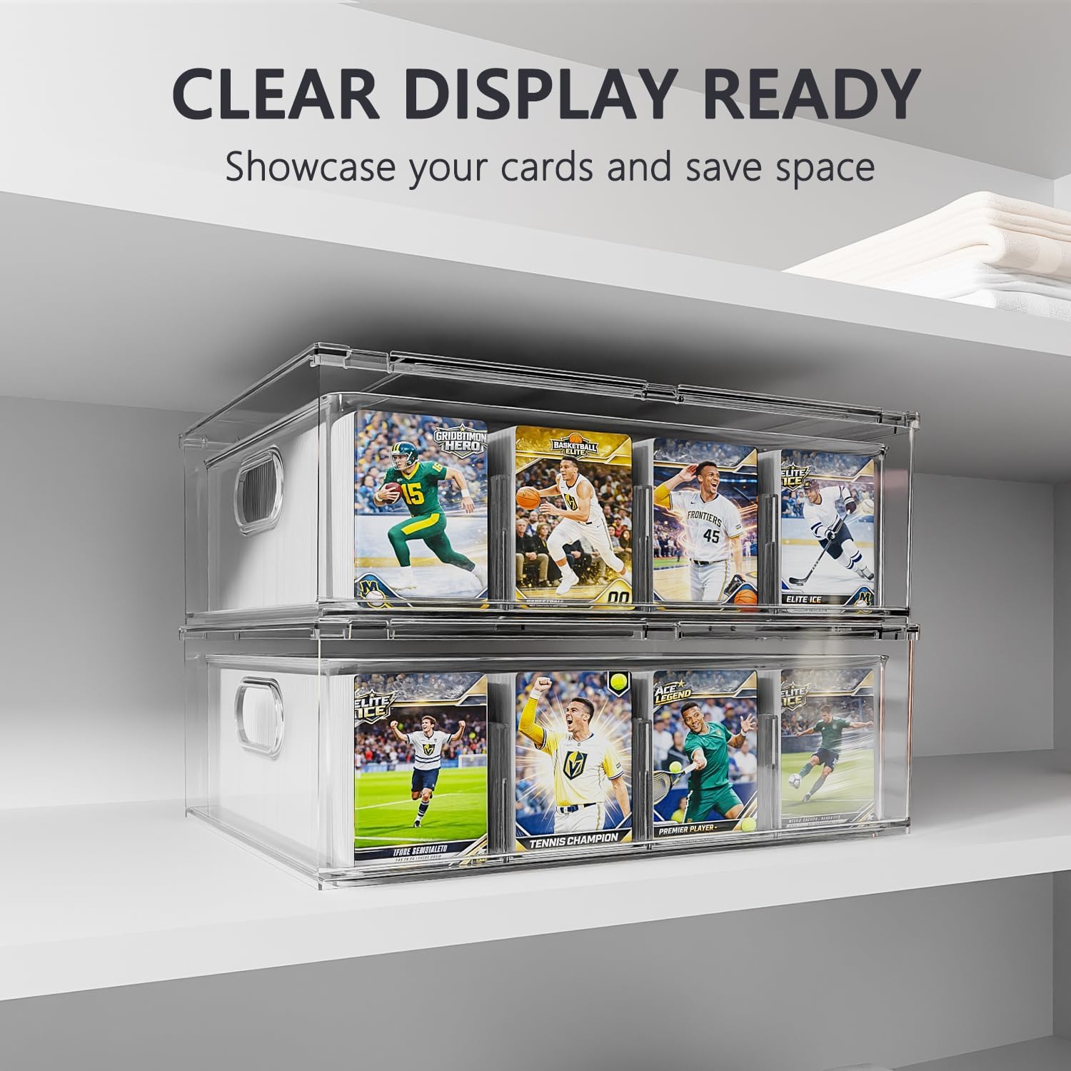 Detalle 2 de BluBrk HOCDC6L-N Trading Card Storage Box, Clear PET, Pull-Out Drawer, 4-Row/12-Grid