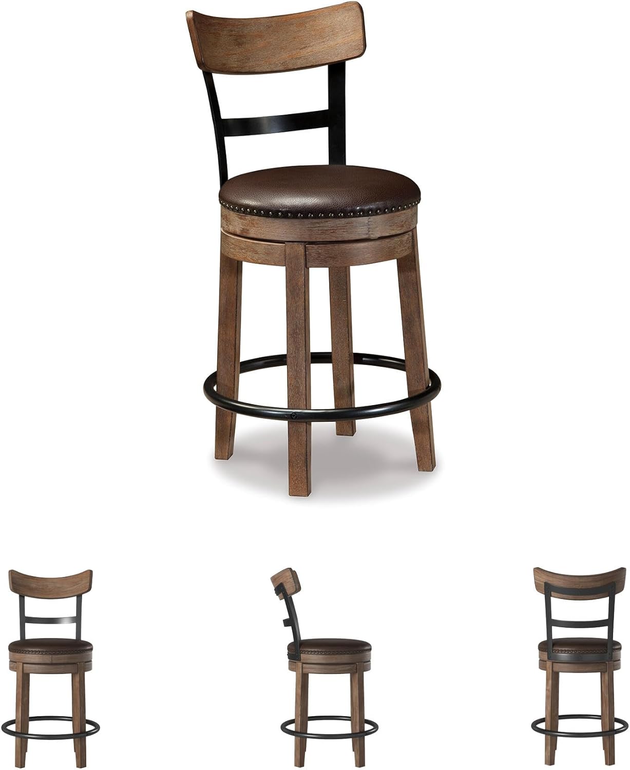 Thumbnail 6 de Signature Design by Ashley Pinnadel Bar Stool: Counter-Height Swivel with Faux Leather Seat