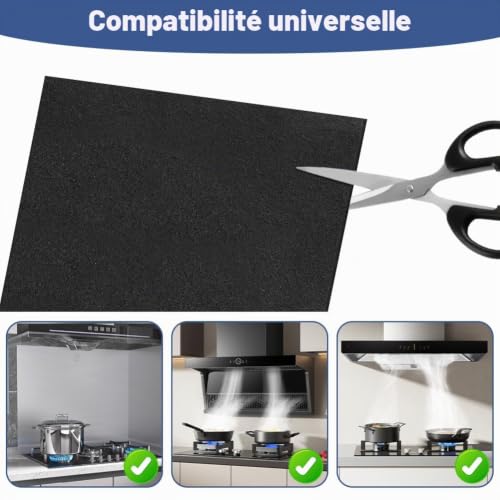 Thumbnail 6 de AYESY Filtre Hotte – kit 3 filtres éponge charbon actif, adaptables 57 cm x 47 cm
