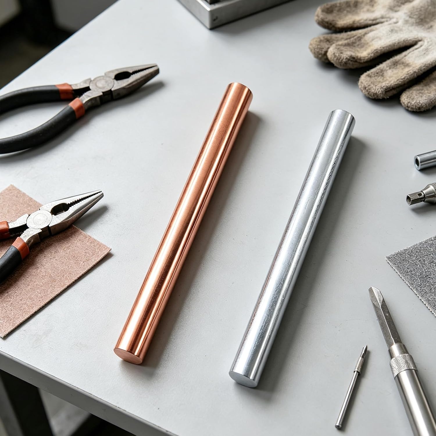 Detalle de HWYEE 純銅・純亜鉛ロッド 直径10mm、長さ約100mmの実験・DIY用素材
