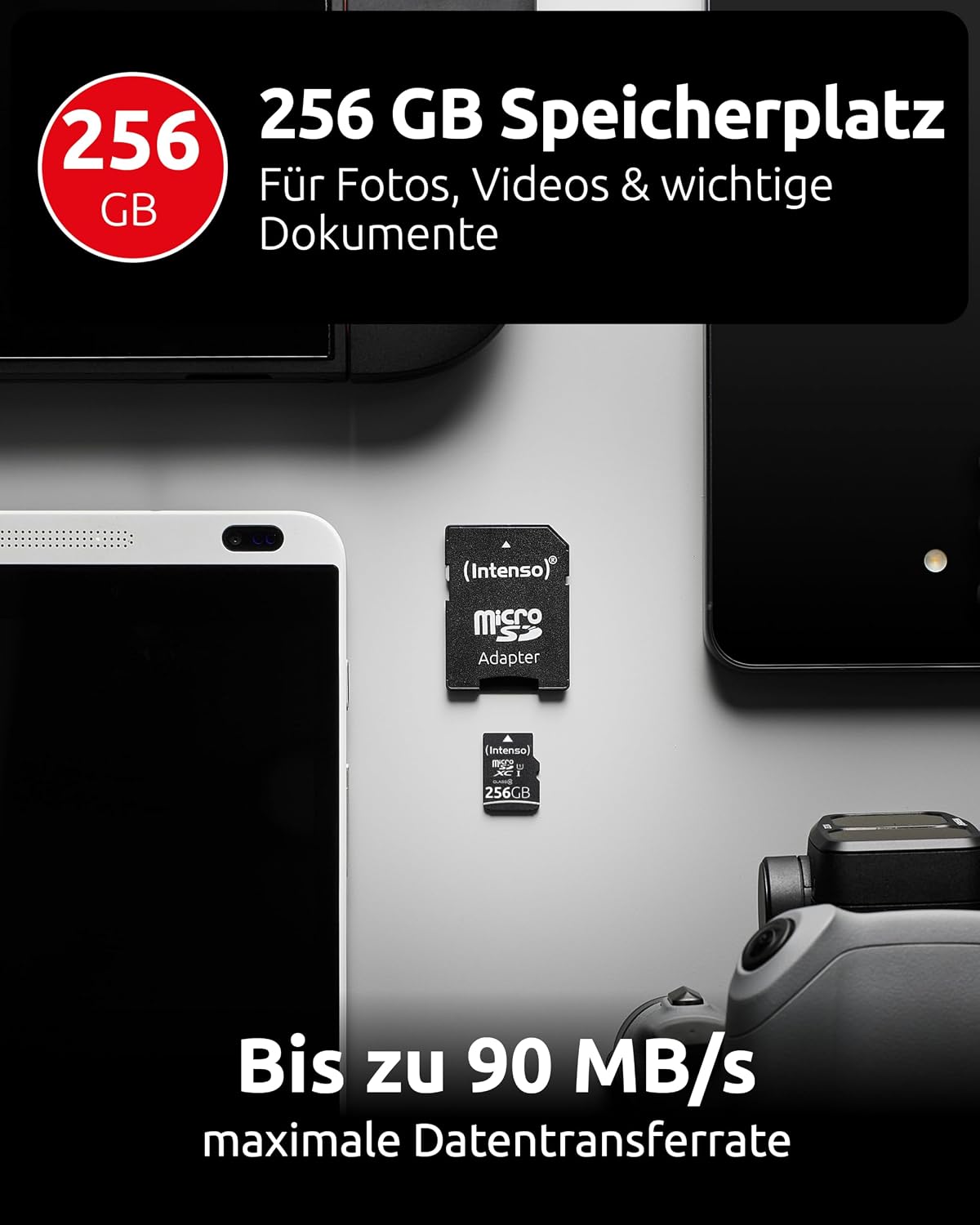 Detalle 2 de Intenso Premium microSDXC 256 GB Class 10 UHS-I z adapterem SD
