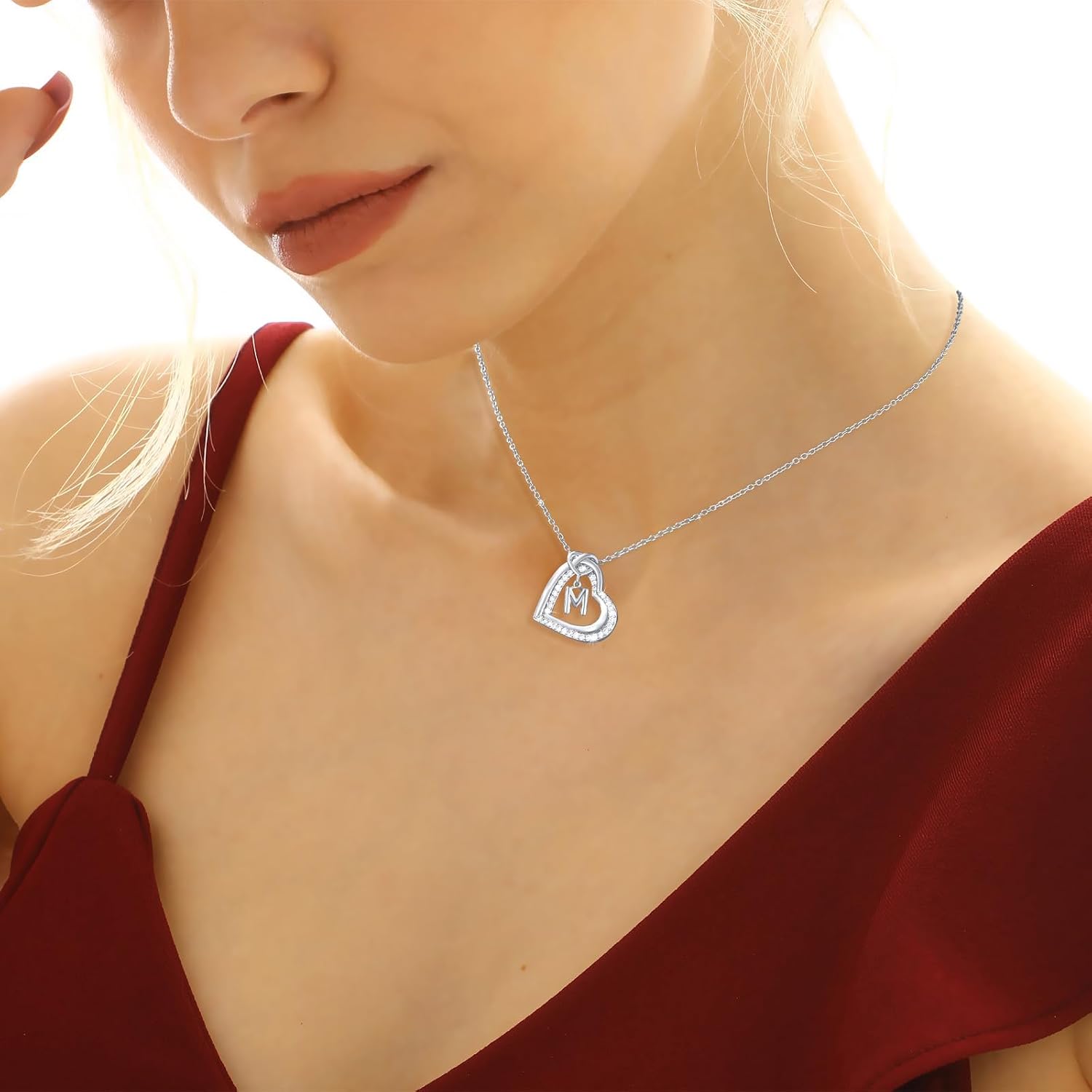 Detalle de Esmoly collana lettera A argento 14K cuore
