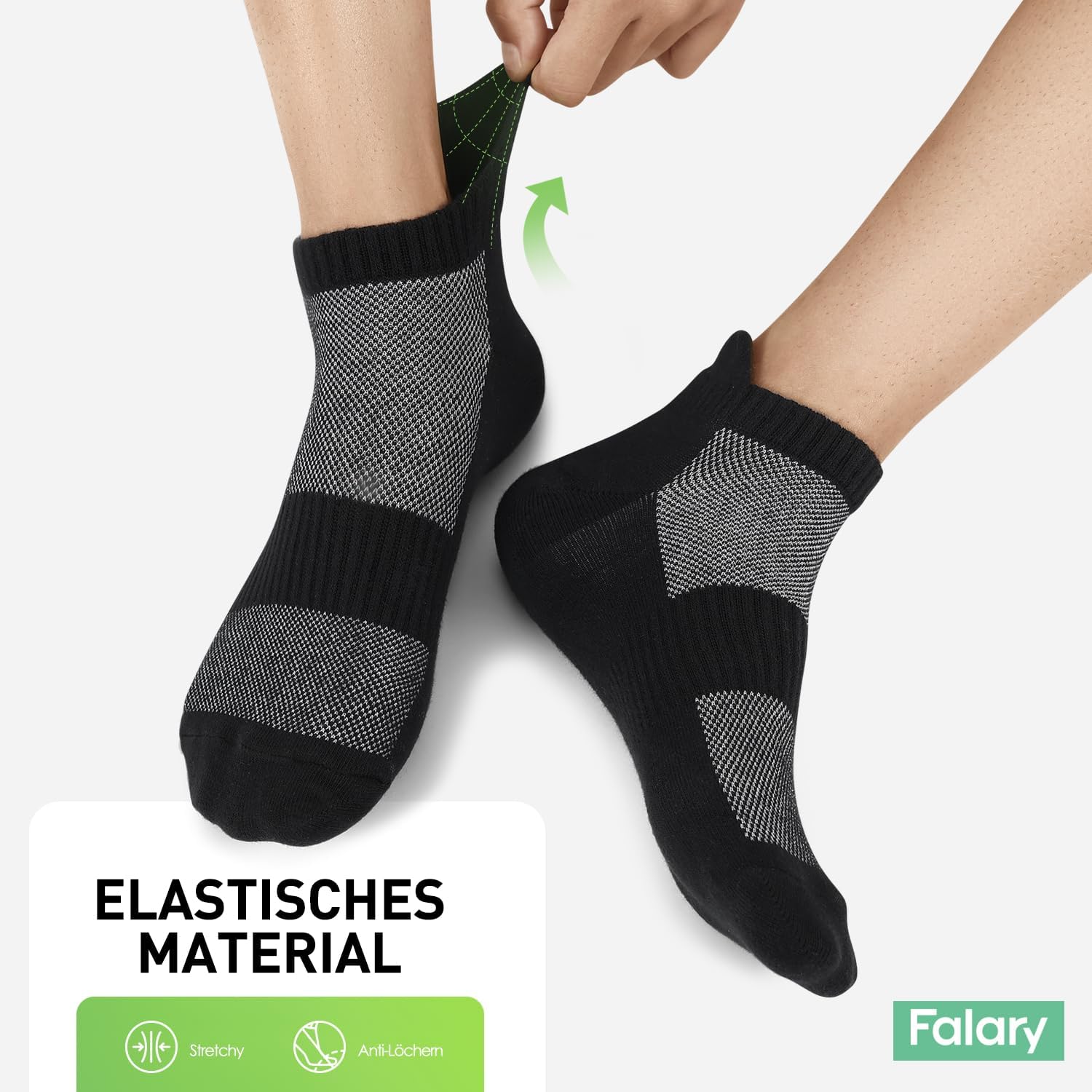 Detalle 2 de FALARY 10 Paar Sneaker Socken – atmungsaktive Baumwoll-Sportsocken für Herren & Damen
