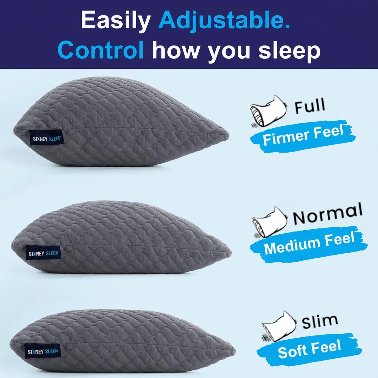 Detalle de Sidney Sleep Adjustable Cervical Pillow Queen Size