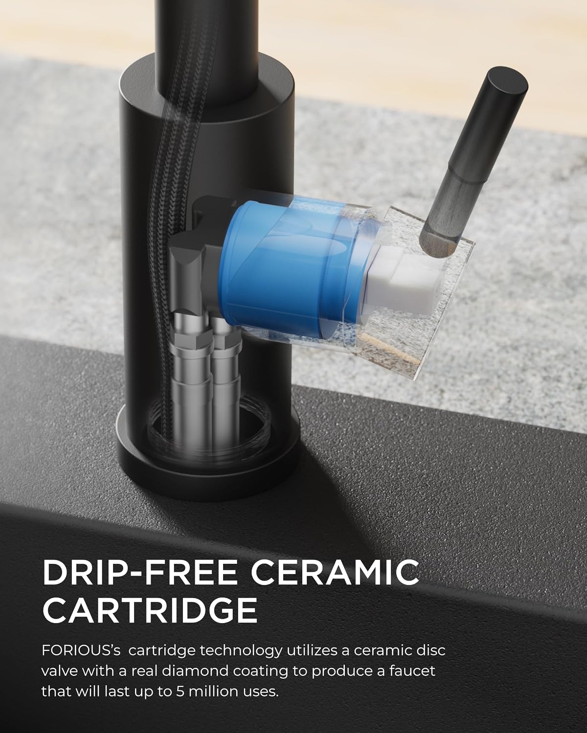 Thumbnail 6 de FORIOUS FF0025B-SD Matte Black Kitchen Faucet with Pull-Out Sprayer