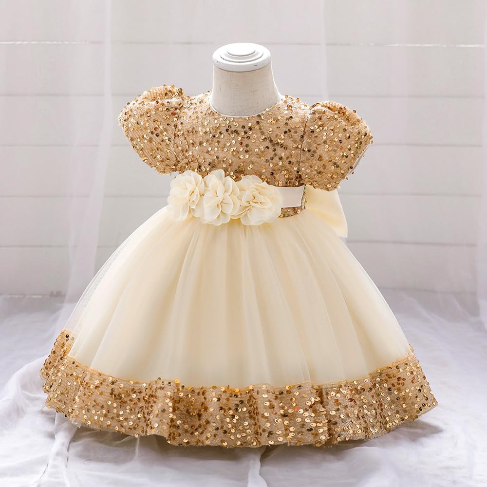 Detalle de Baby Girl Party Dress Princess Sequin Tulle Gown for Toddlers