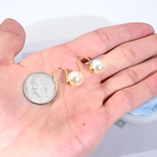 Detalle de Weviway 14K Gold Plated Pearl Drop Earrings for Women