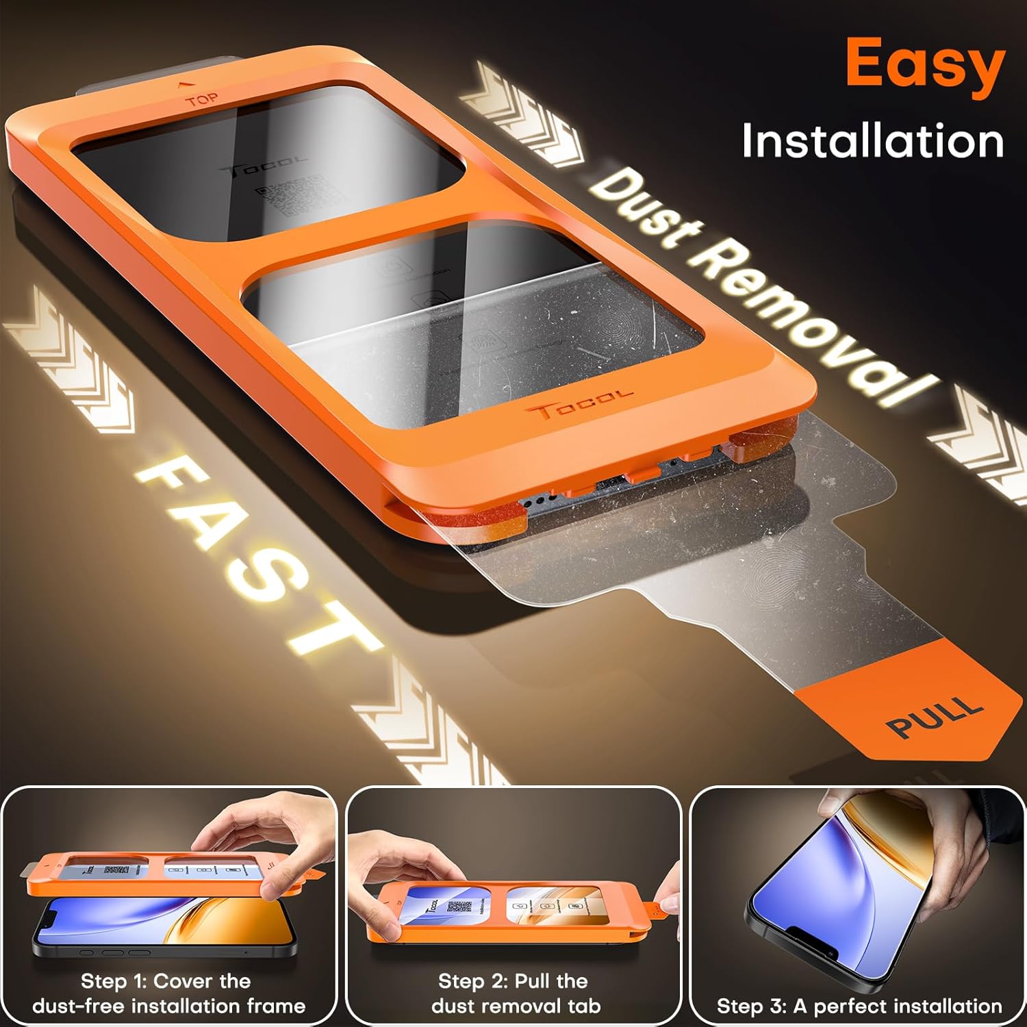 Thumbnail 5 de TOCOL for iPhone 17e Screen Protector (6.1 inch) 9H Hardness Tempered Glass, Auto-Install, Case-Friendly 2-Pack