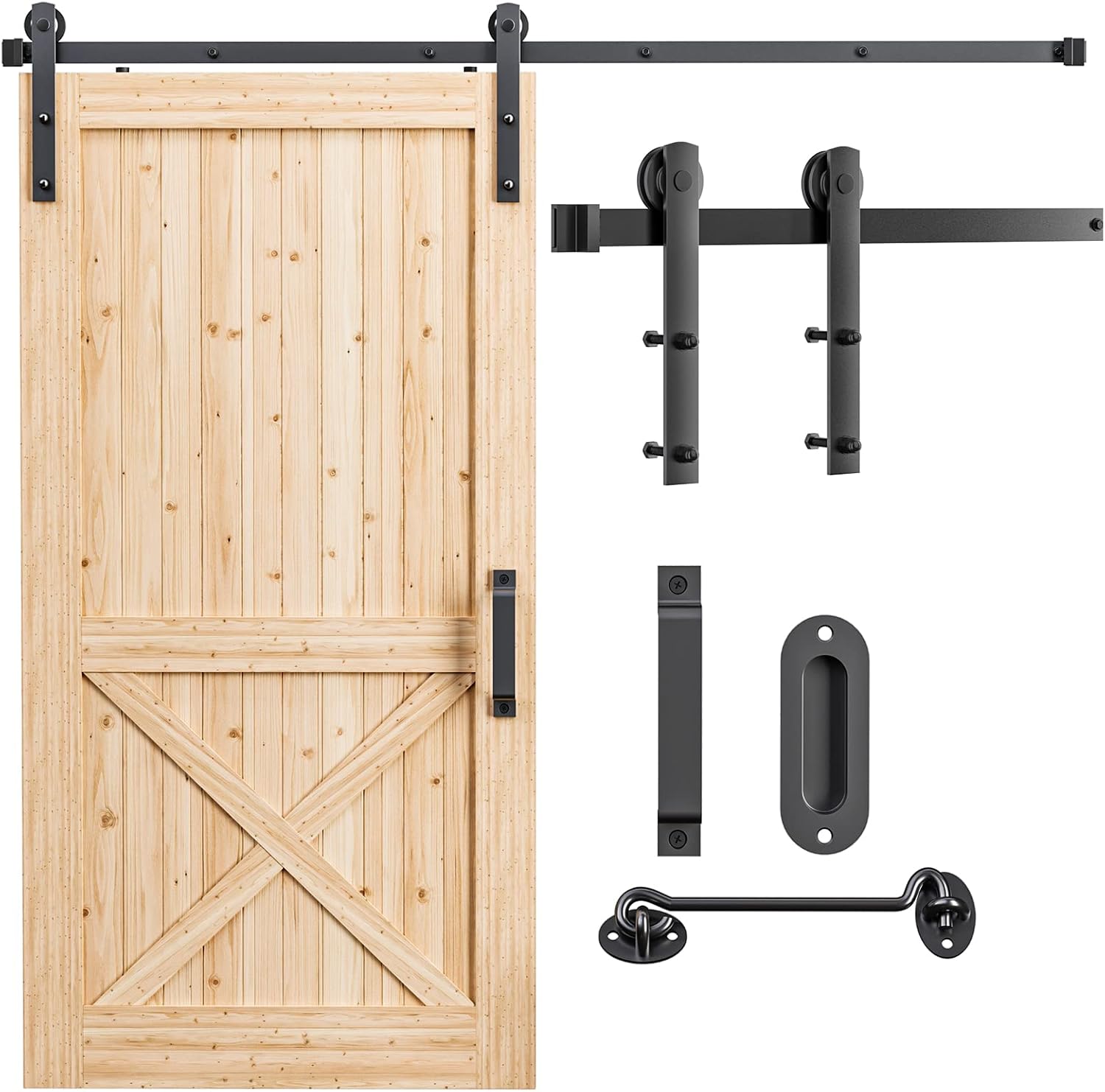 Detalle de Signstek 6FT Barn Door Hardware Kit, I-Shape Track, Black, 260 lb Capacity