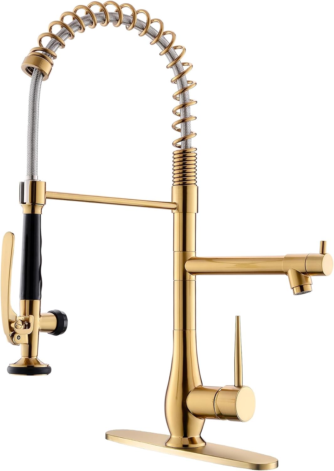 Detalle de GIMILI Brushed Gold Kitchen Faucet with Pull-Down Sprayer, Dual Spray Modes