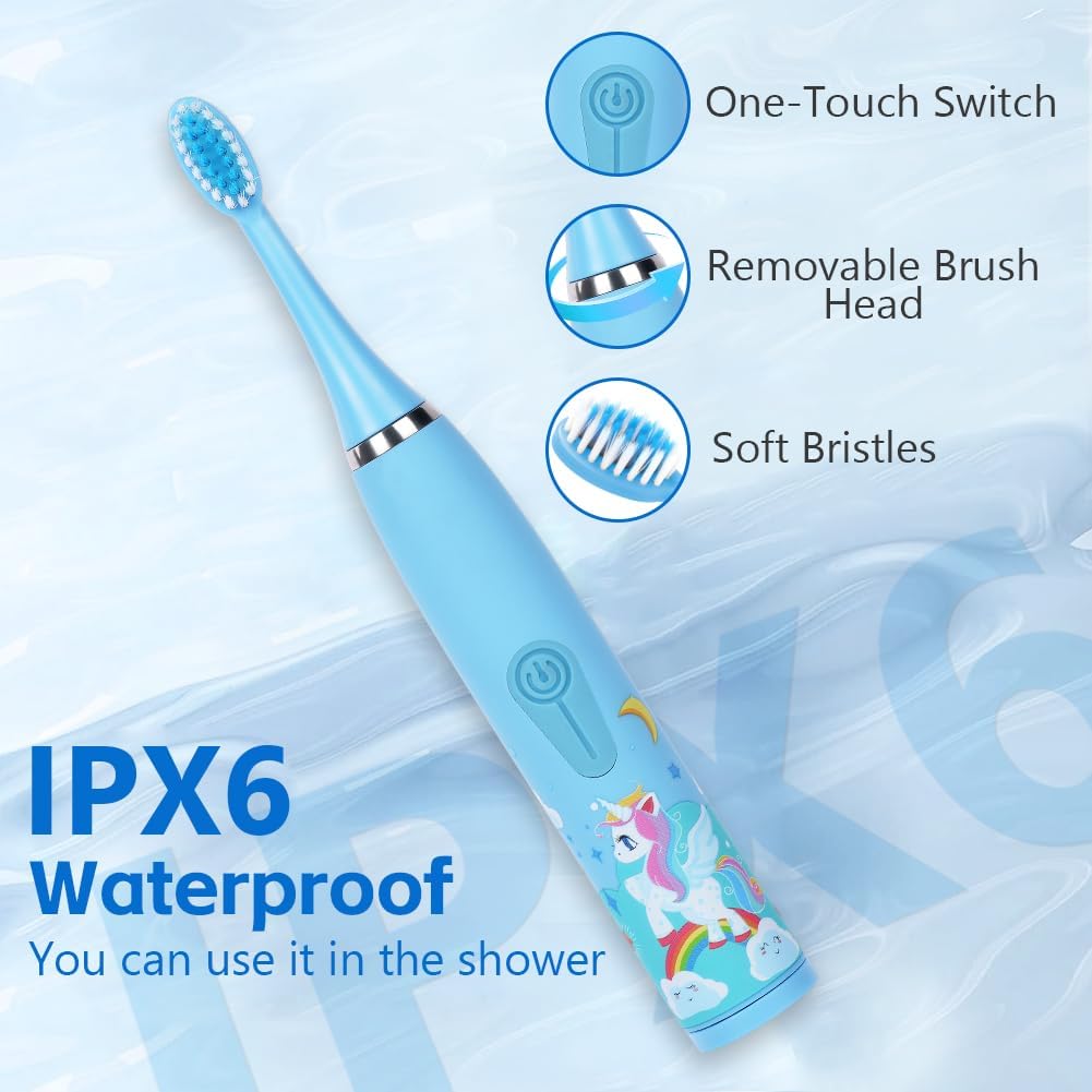 Thumbnail 2 de Vicloon Kids Electric Toothbrush (Blue) – Rechargeable, 6 Replaceable Heads, 4 Modes, 2-Min Timer