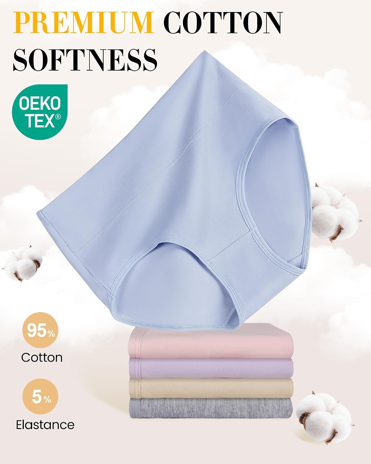 Detalle 2 de SIMIYA Cotton Underwear for Women — High Waisted Full Briefs (Regular & Plus Sizes)