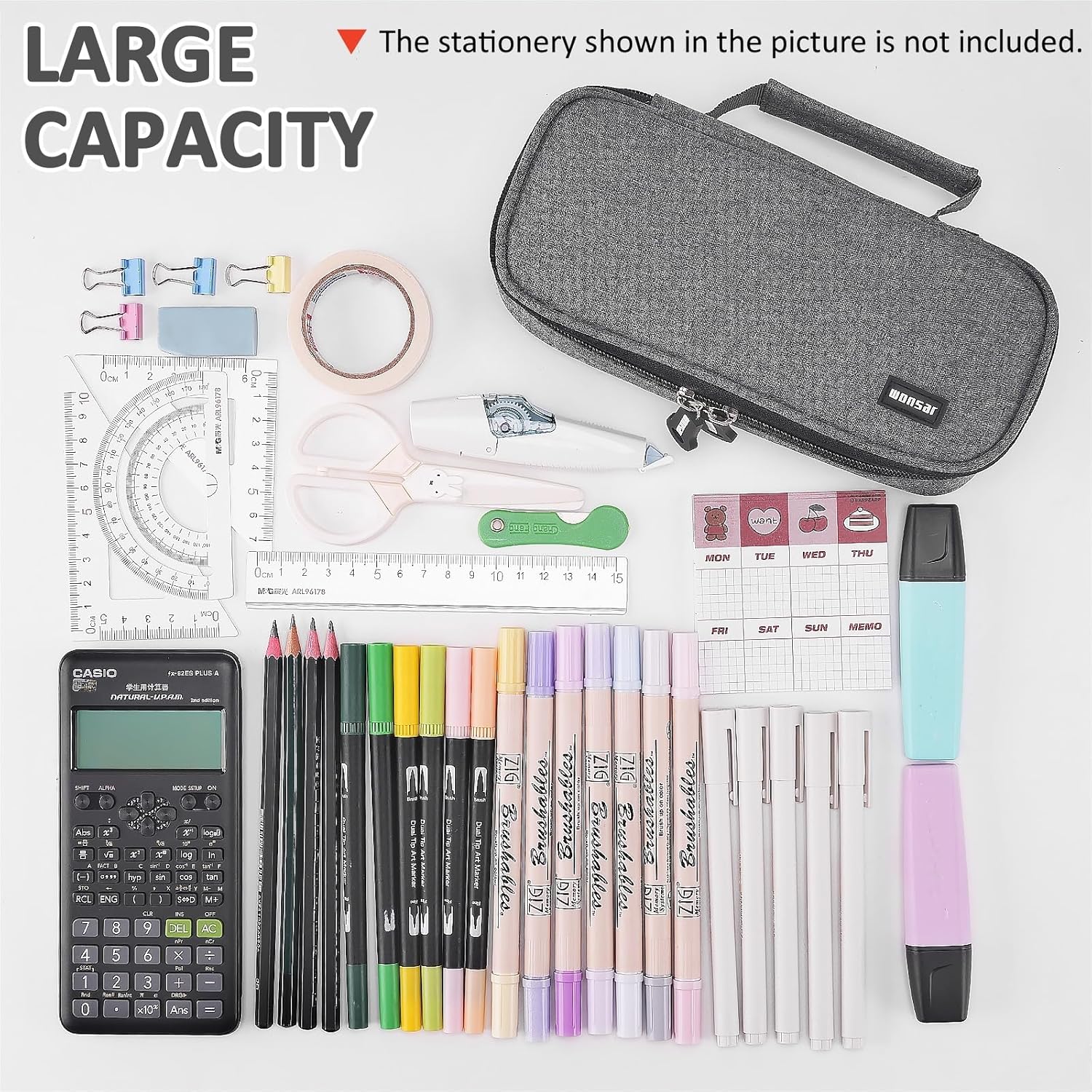 Thumbnail 2 de wonsar Federmäppchen Mäppchen & Federtasche mit 4 Fächern (22 × 10 × 7,5 cm) für Schule und Büro