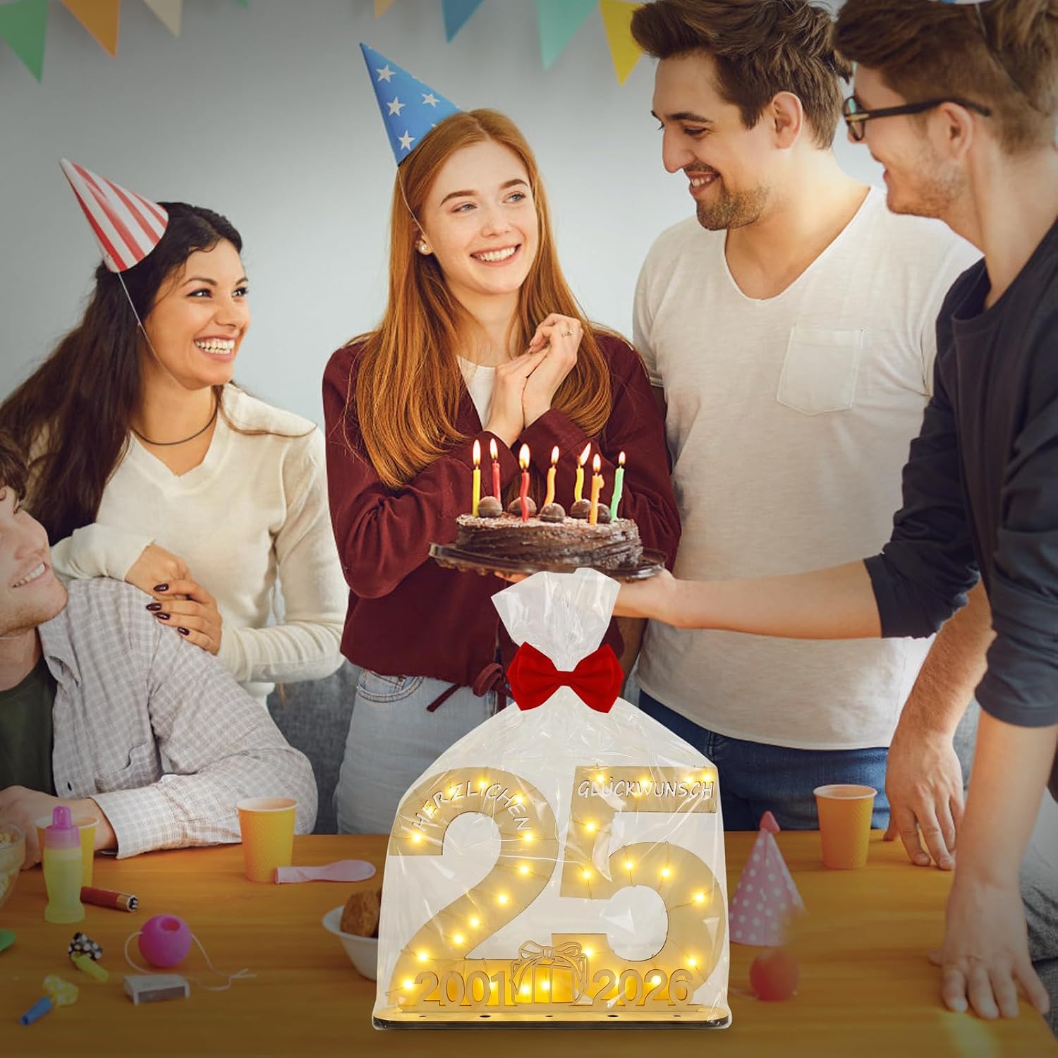 Thumbnail 6 de Seutgjie Geschenk zum 25. Geburtstag (2001–2026) mit LED-Lichterkette und Holzschild