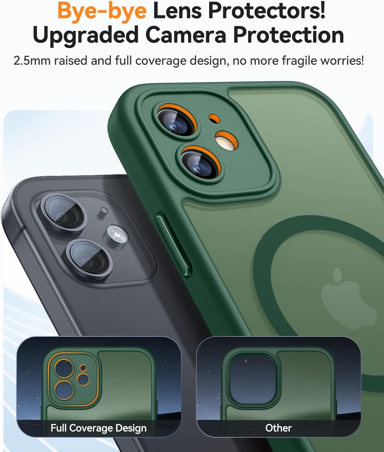 Detalle de CANSHN Magnetica Cover per iPhone 12 Mini (5.4 Pollici) – Verde Profondo, protezione completa della fotocamera e compatibilità MagSafe