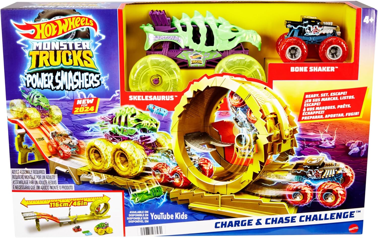 Thumbnail 6 de Hot Wheels Monster Trucks Power Smashers 🚗 Pista y Vehículos Skelesaurus y Bone Shaker