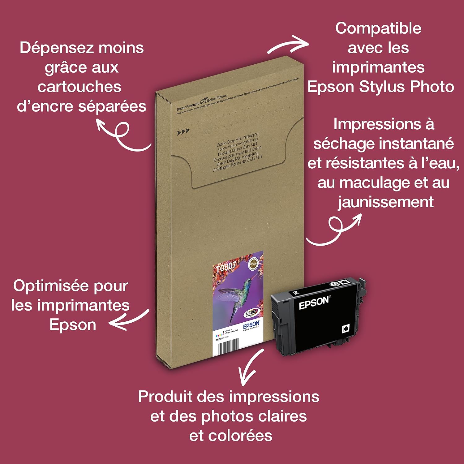 Thumbnail 1 de Epson T0807 Hummingbird Cartouches Claria Photo HD