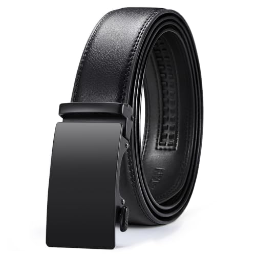 Detalle de VATAN Ceinture Homme Réglable à Cliquet en Cuir – Classique, Noir, 115 cm (34-38')