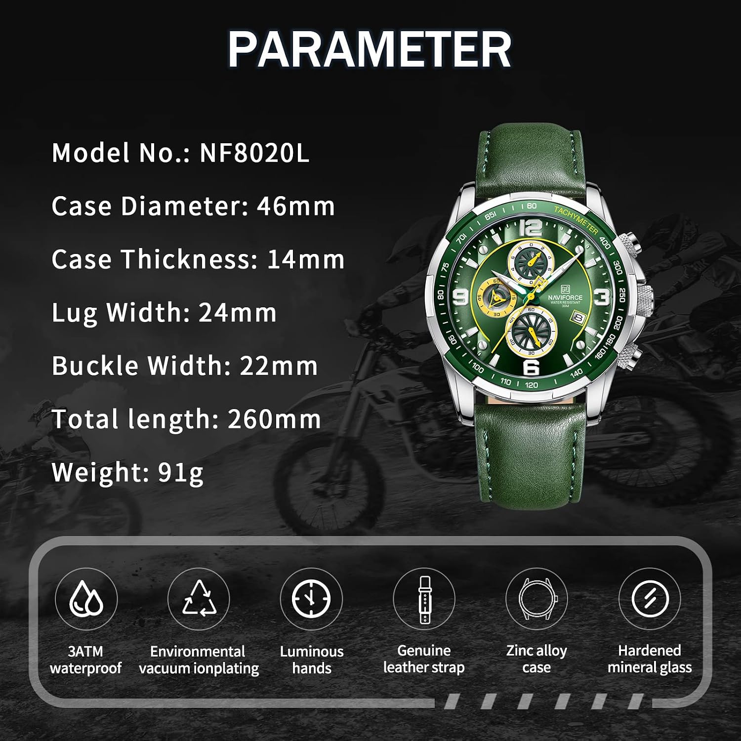 Thumbnail 1 de Naviforce Orologio sportivo cronografo analogico al quarzo da uomo — cinturino in pelle