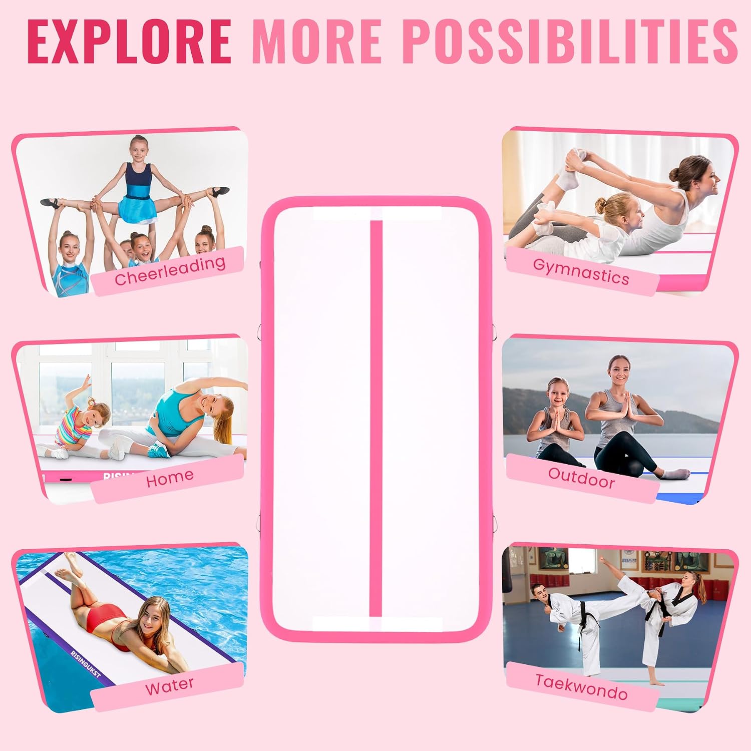 Thumbnail 5 de RISINGUKST Air Gymnastics Tumbling Mat 6.6ft 🧘