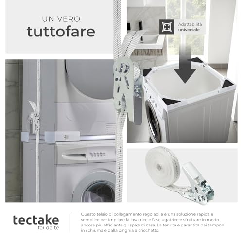 Detalle 2 de tectake Telaio di collegamento per lavatrice e asciugatrice, regolabile 46-66 cm
