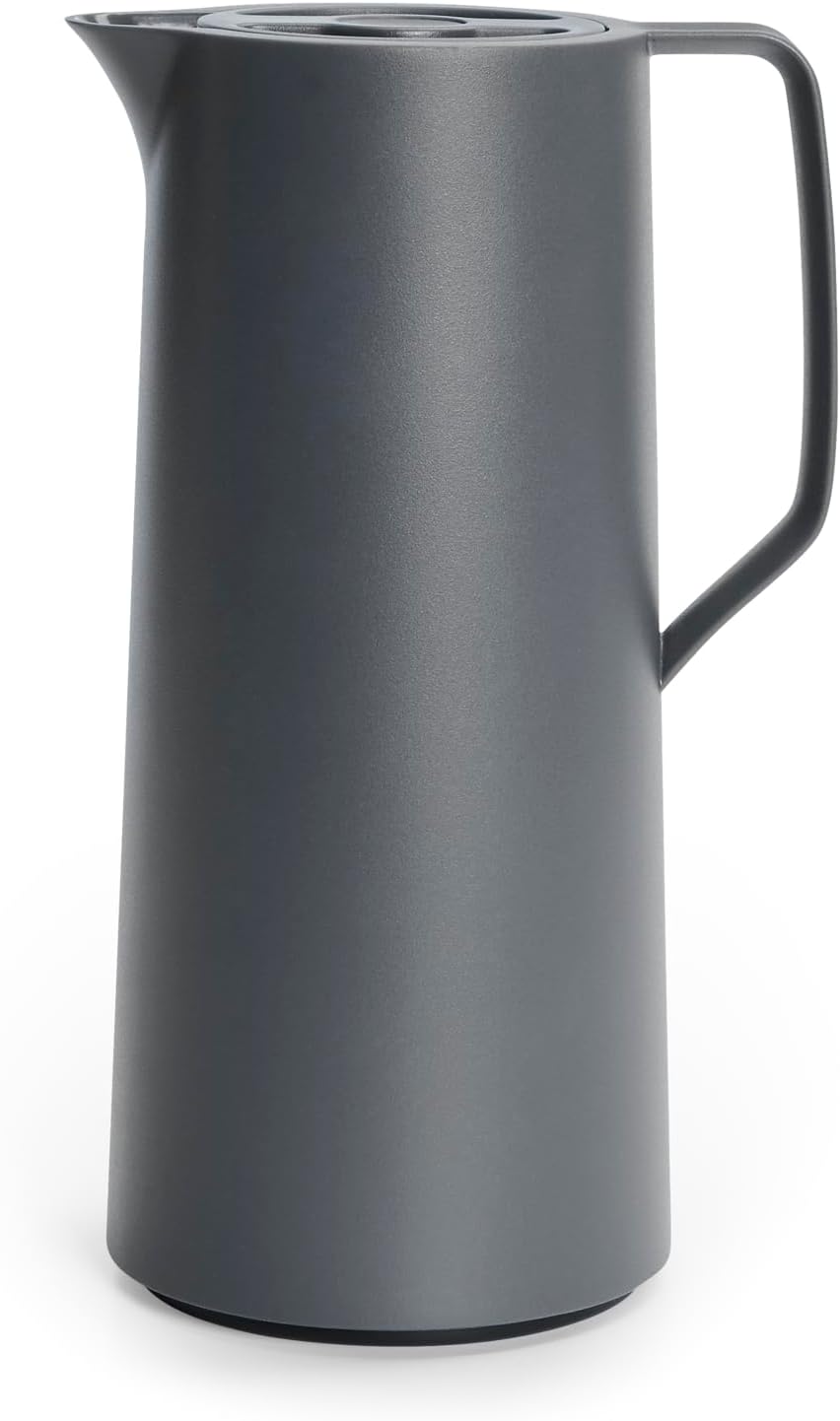 Detalle de Emsa Motiva Thermoskanne 1l – Isolierkanne mit Quick-Press-Verschluss, Glaskolben, Nordic Design