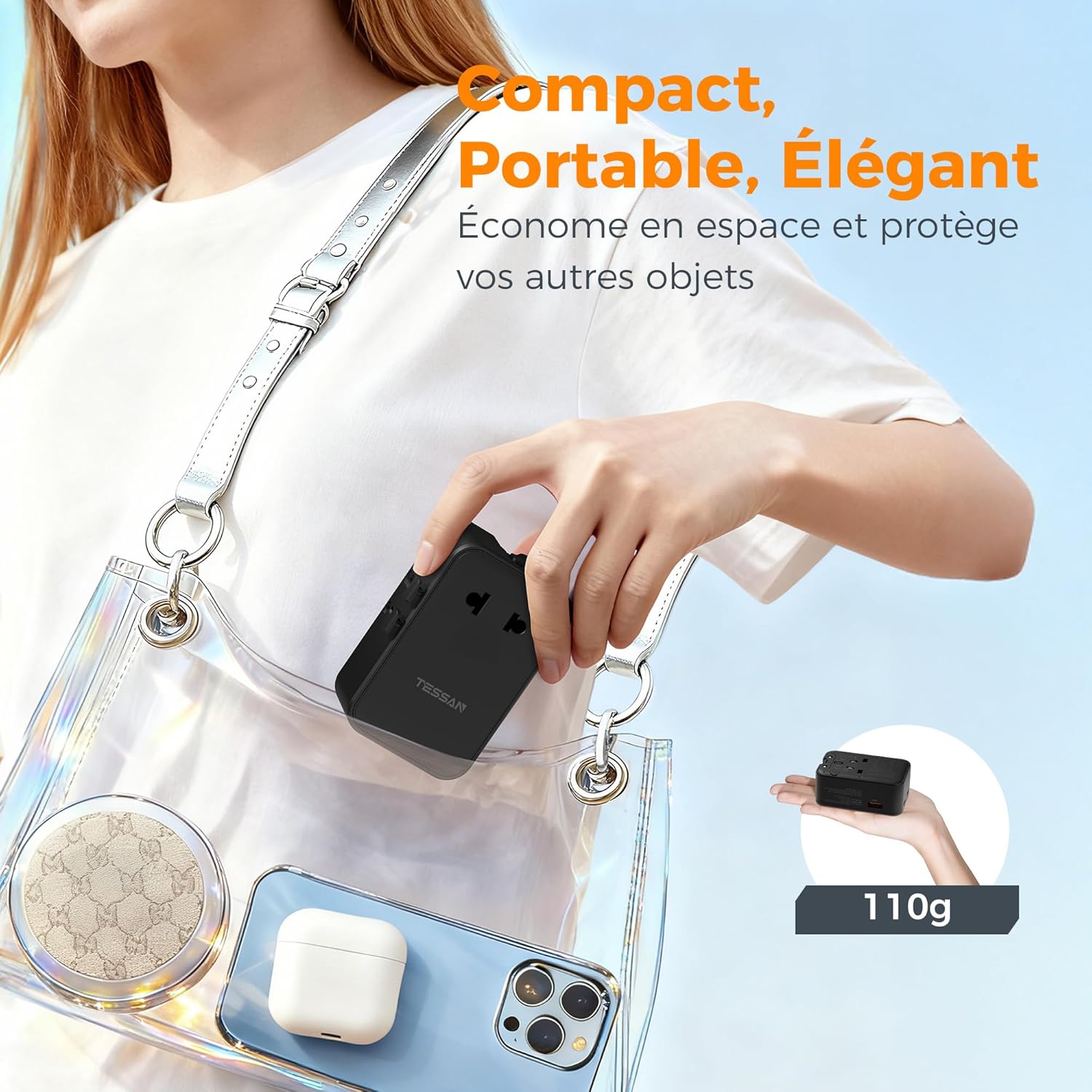 Thumbnail 5 de TESSAN Adaptateur Prise Universelle PD 20W — 4 en 1, USB-C x2 et USB-A, voyage sans compromis