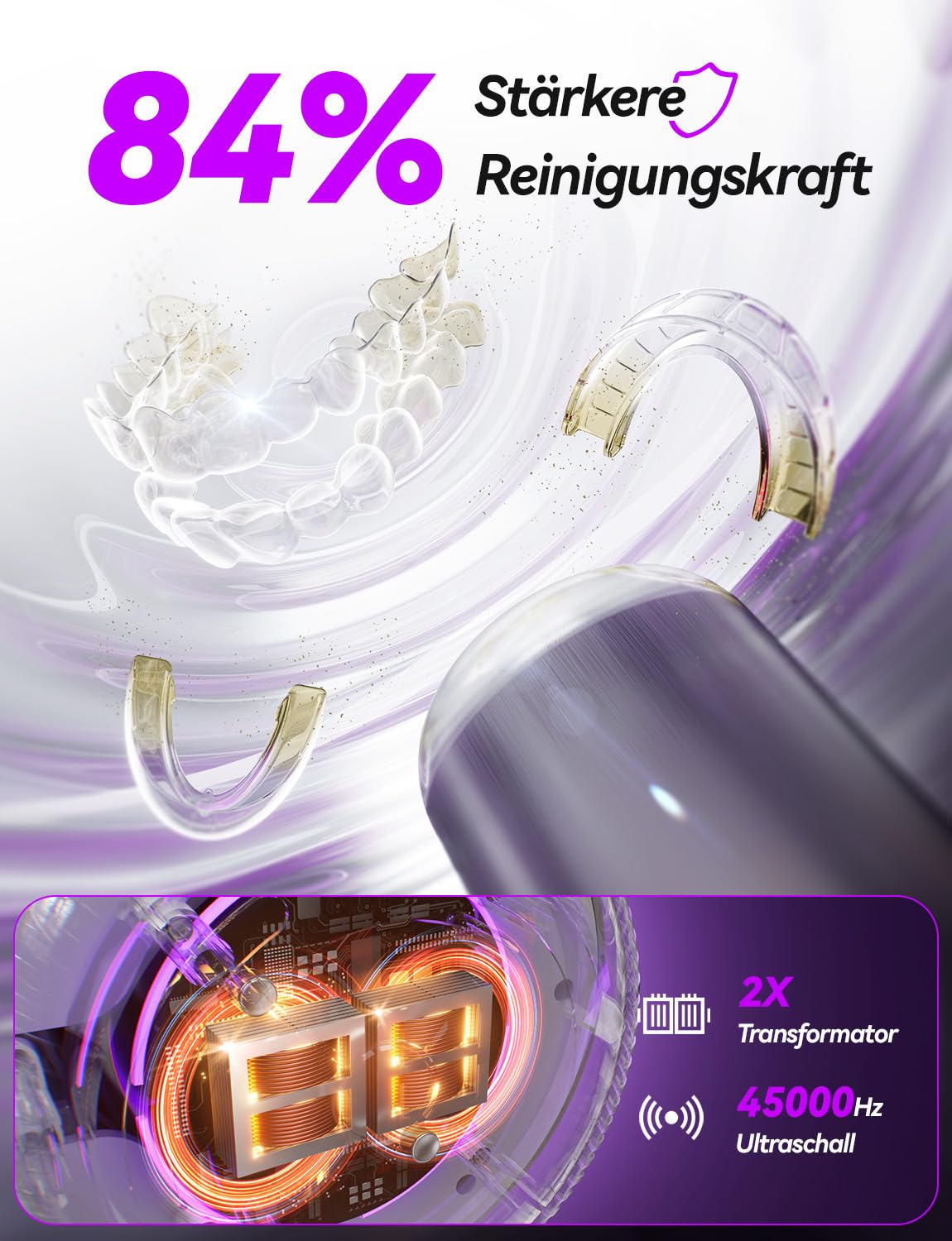 Thumbnail 1 de Beser Ultraschallreinigungsgerät Zahnschiene 46 kHz – Tiefenreinigung für Retainer, Zahnschienen und Zahnersatz