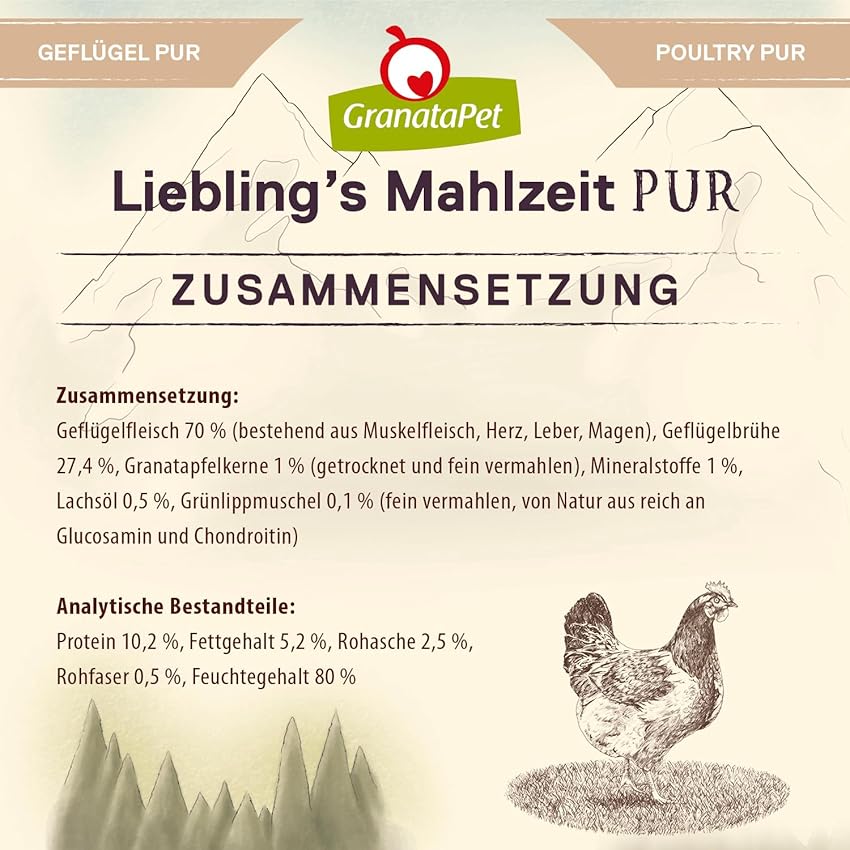 Thumbnail 4 de GranataPet Liebling's Mahlzeit Aves Pur, comida húmeda para perros 6×