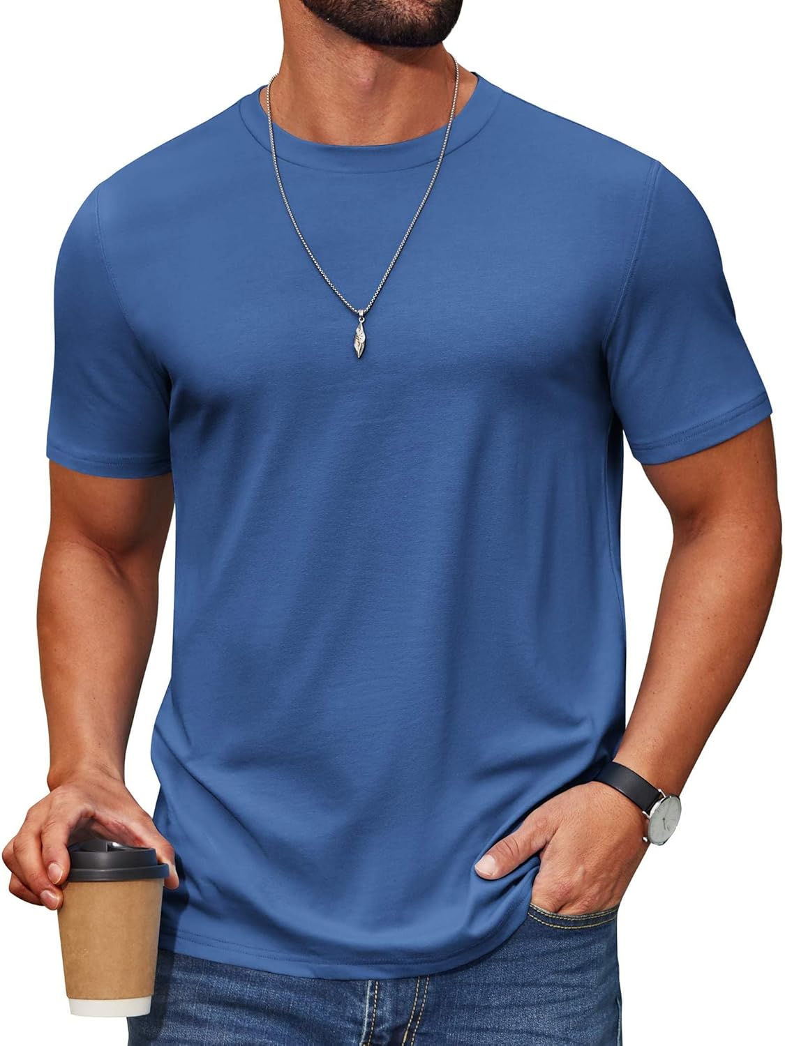 Thumbnail 6 de COOFANDY Men's Short Sleeve Cotton-Blend T-Shirt: Casual Comfort That Holds Its Shape