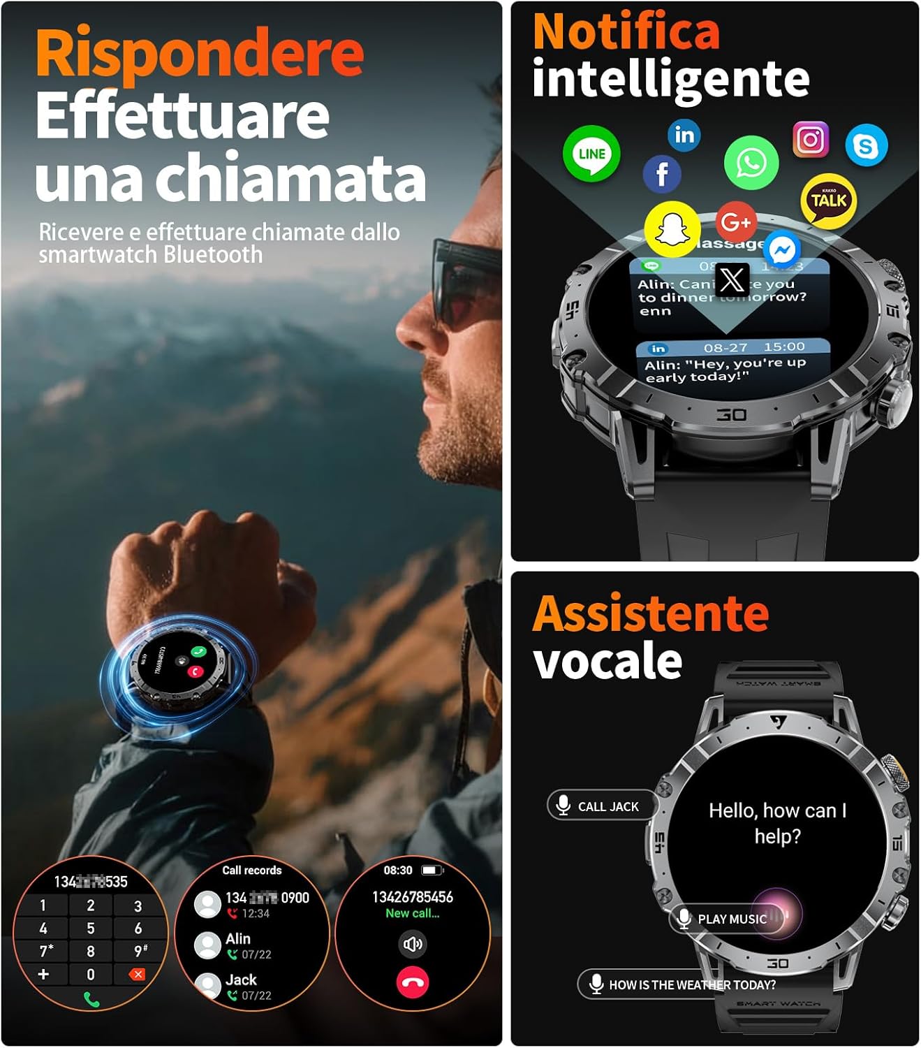 Thumbnail 2 de LIGE 1000mAh Smartwatch Uomo Militare – Orologio con 1.7'', Chiamate Bluetooth e 110+ Modalità Sportive