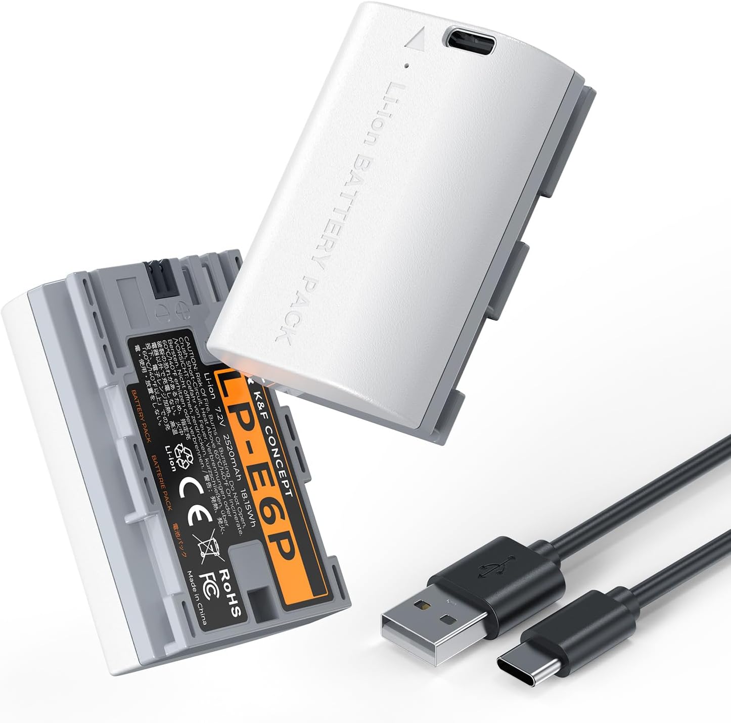 K&F CONCEPT LP-E6P Akku 2520 mAh – Ersatzakku für Canon EOS R5/R6 und mehr (2er-Pack)