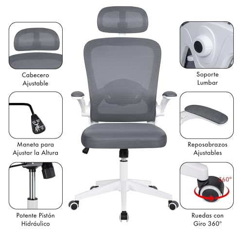 Detalle de T-LOVENDO.ES Silla de Oficina Ergonómica: confort y ajuste para largas jornadas