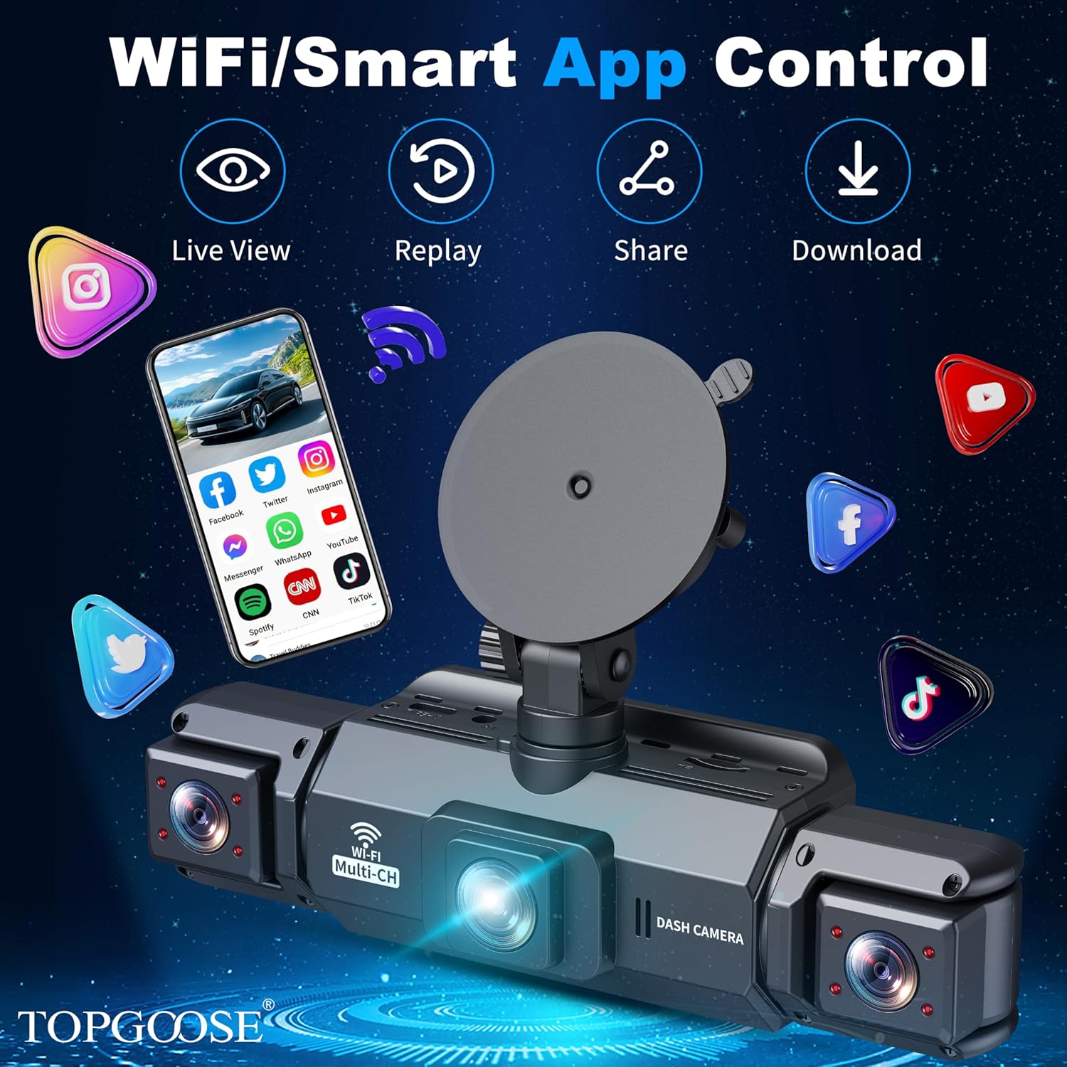 Thumbnail 4 de 360° Dash Cam 4 Channel 5G WiFi & APP Control by TOPGOOSE