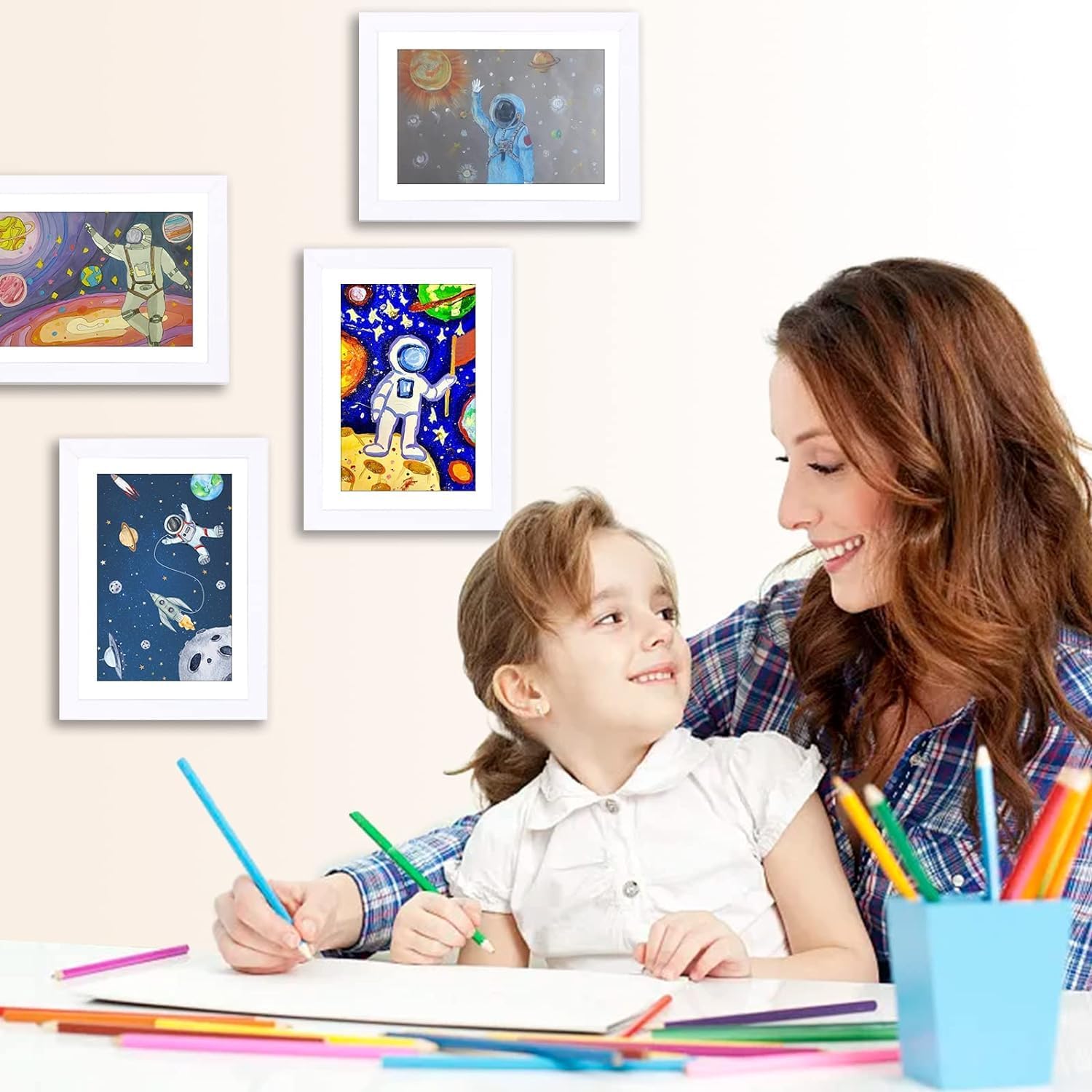 Thumbnail 5 de Litimkat 2er Set Kunst-Bilderrahmen für Kinder – A4 Frontöffnung, Weißes Holz