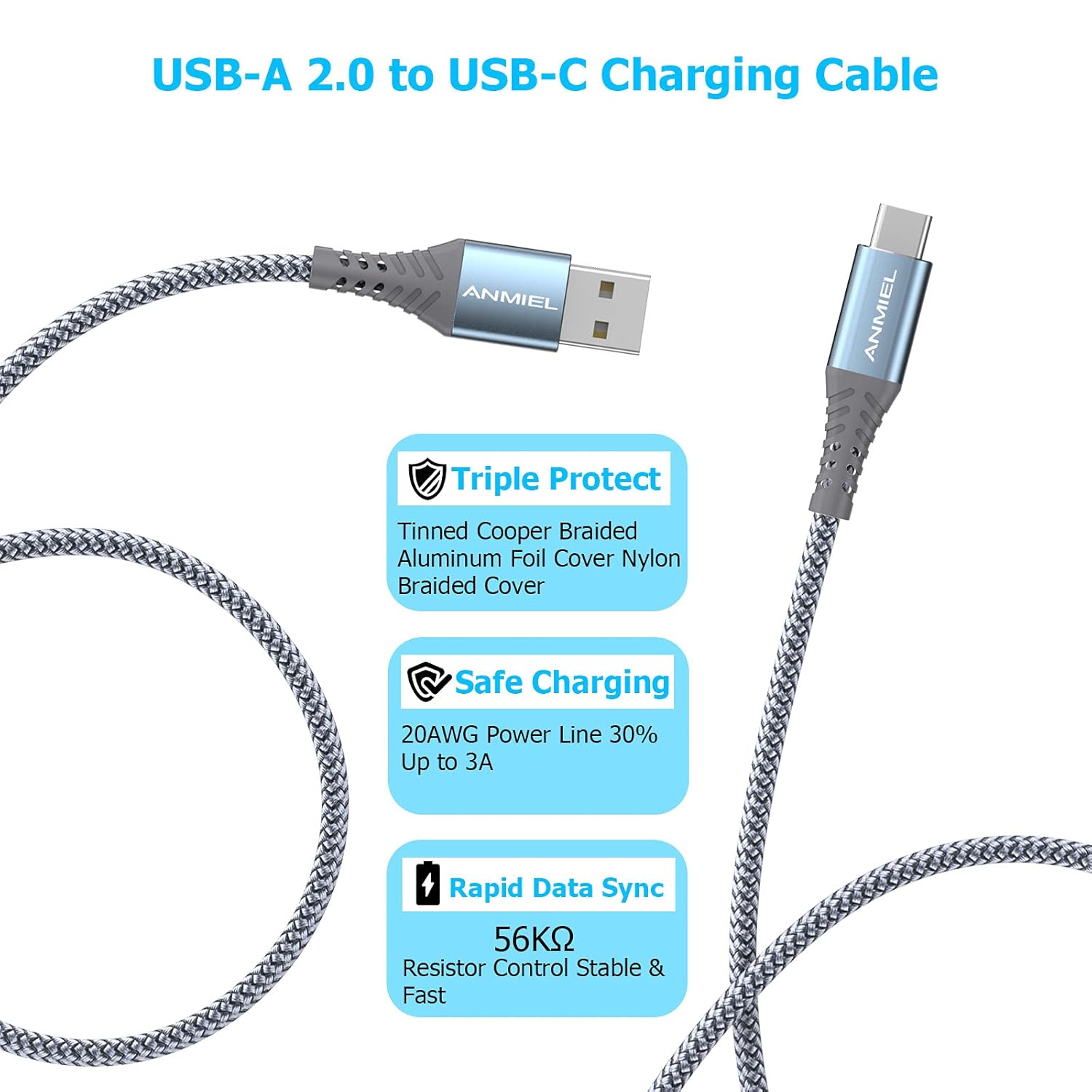 Thumbnail 2 de Extra Long USB C Cable 5M ANIME: Premium Nylon Braided USB A to USB C