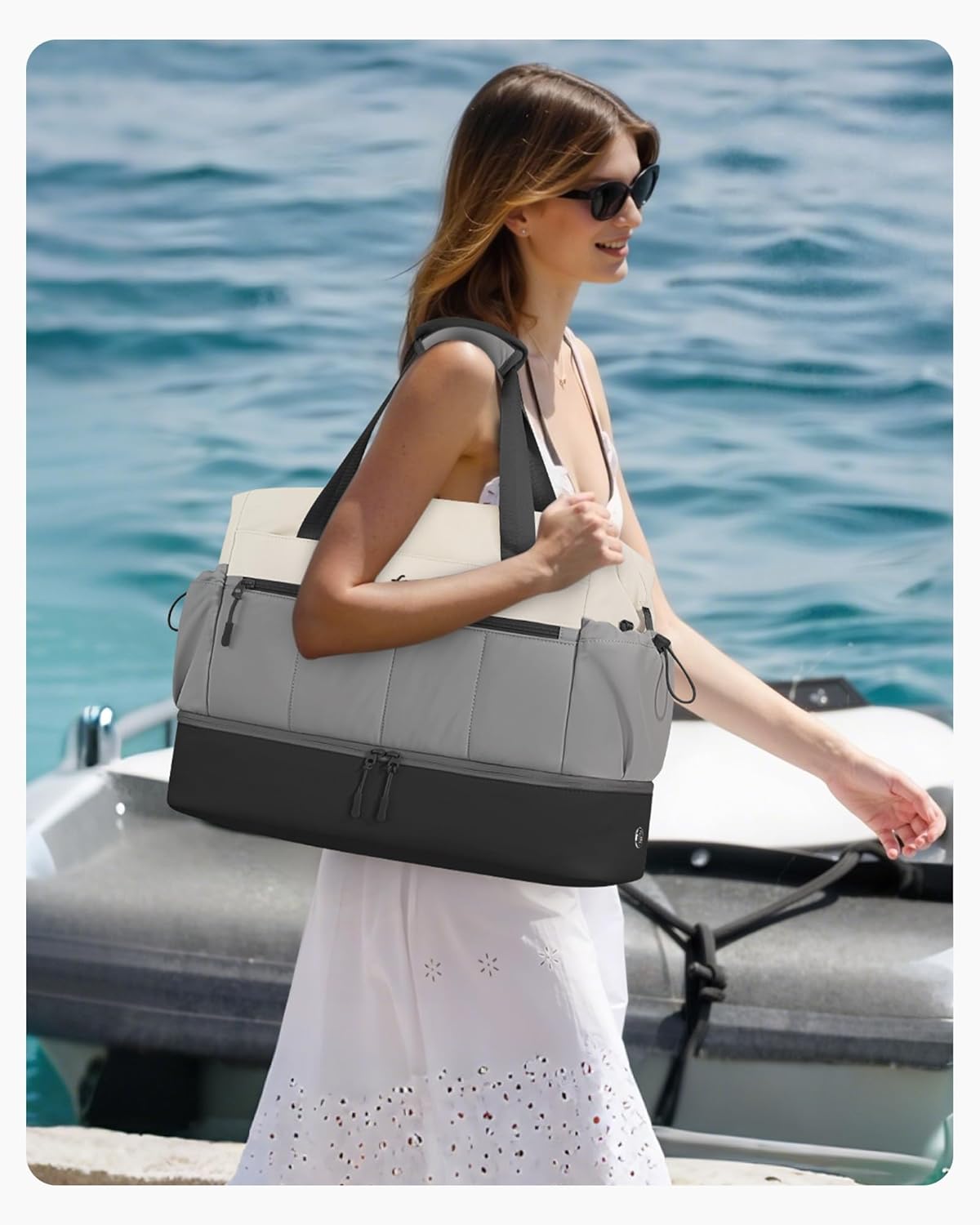 Detalle de LOVEVOOK Reisetasche Damen – Leichtes Weekender mit Schuhfach und Nassfach, 30 L, 46x20,3x32,5 cm
