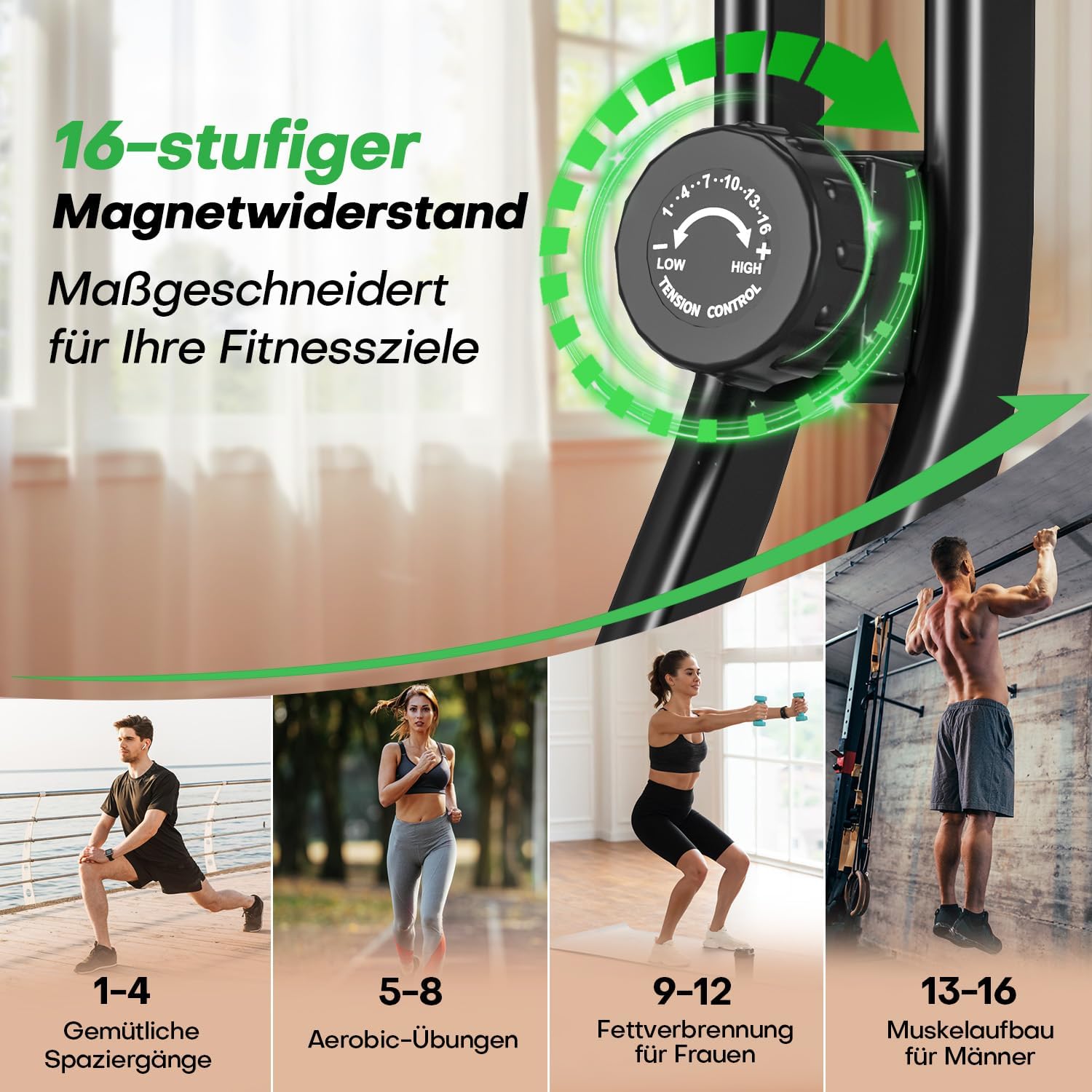 Thumbnail 1 de VANNECT Heimtrainer Fahrrad Klappbar mit 16 Stufen Magnetwiderstand