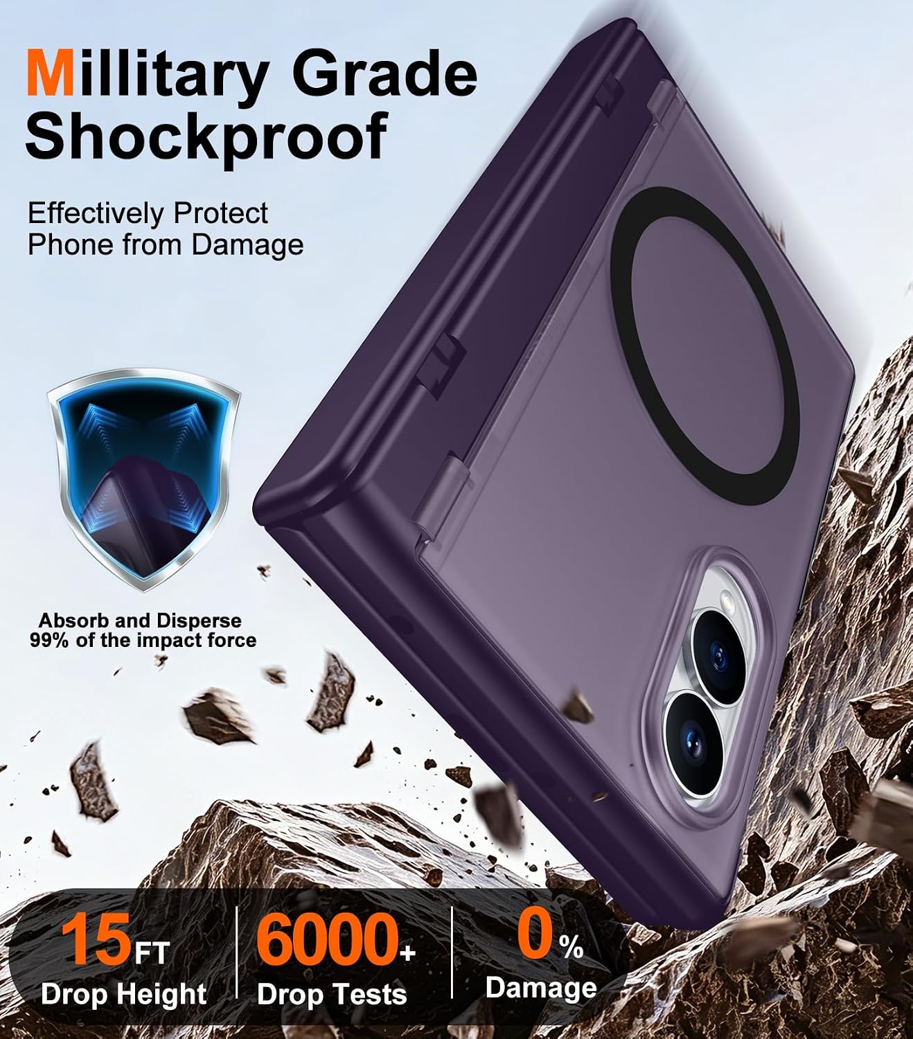 Detalle de SPIDERCASE Galaxy Z Fold 8 Case, Purple TPU with Kickstand and Hinge Protection