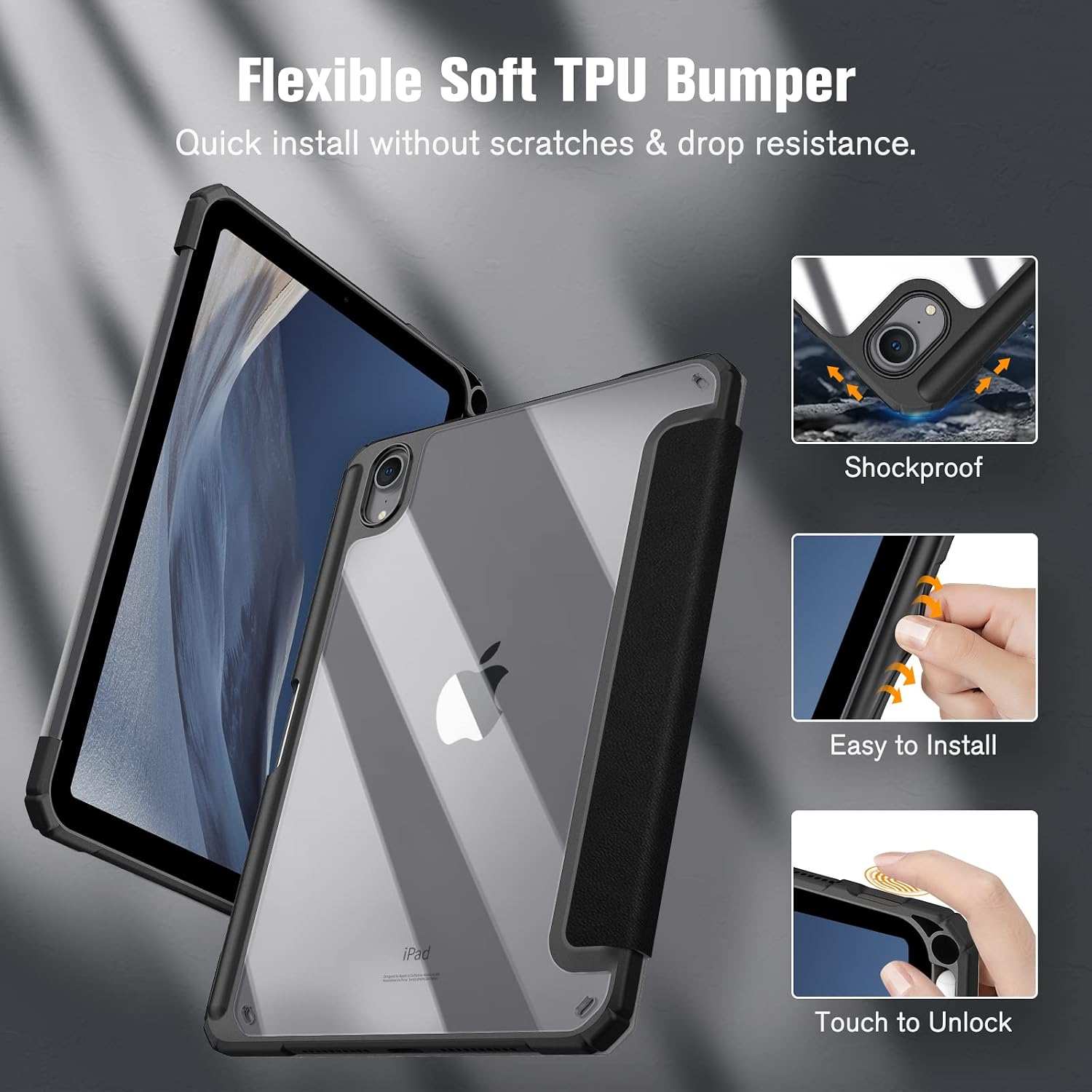 Thumbnail 3 de Fintie iPad mini クリアケース コンポジションブック柄｜TPUバンパー・ペンホルダー・スタンド機能