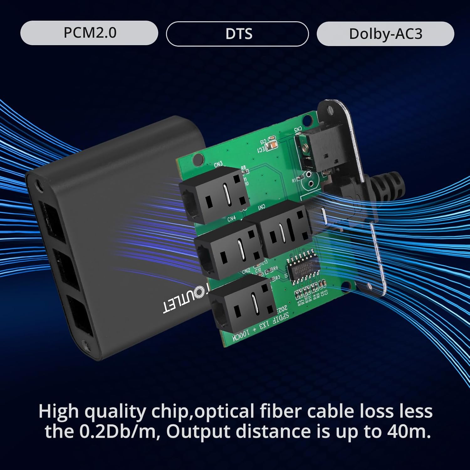 Thumbnail 1 de AUTOUTLET 3-Way Toslink Optical Audio Splitter 1m