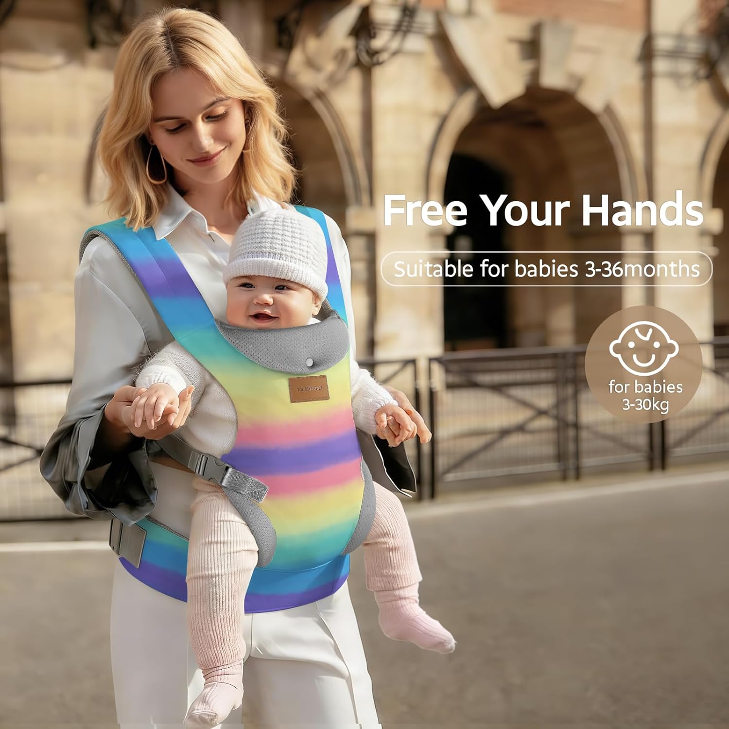 Detalle de YooxArmor Babytrage Neugeborenes bis 30 kg – Ergonomischer Tragekomfort 4-in-1