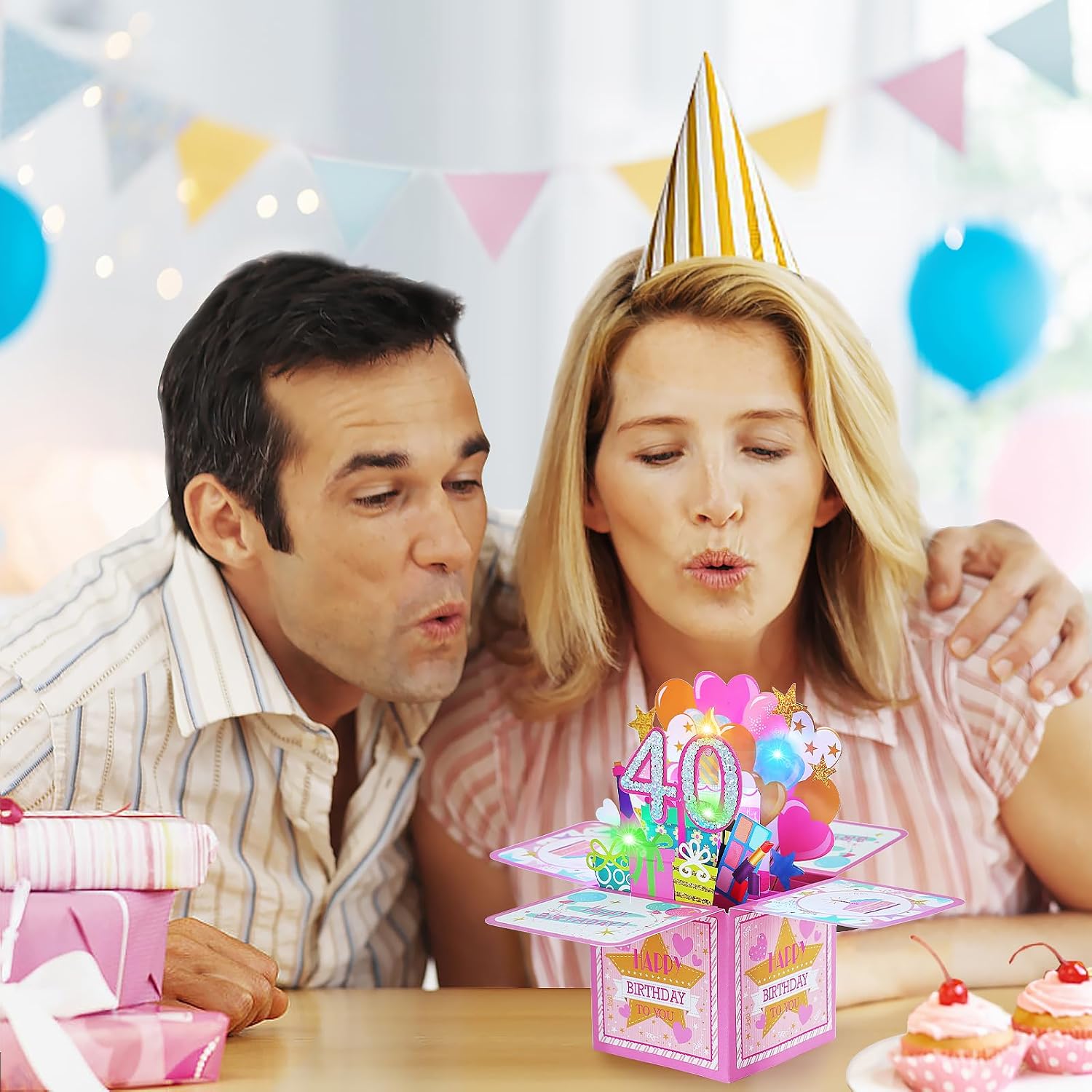 Thumbnail 6 de Joyoldelf Biglietto Auguri Compleanno 40 Anni – Donna, 3D Musicale e Luce con design pop-up