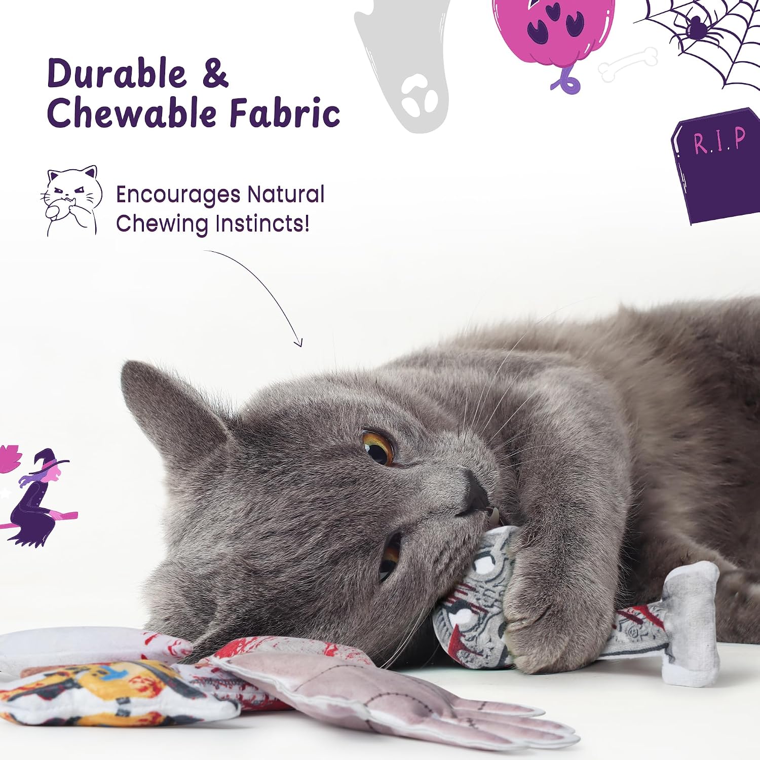 Detalle de PURETOY CT-5PC Halloween Catnip Toys, 5-Piece Crinkle Cat Toy Set