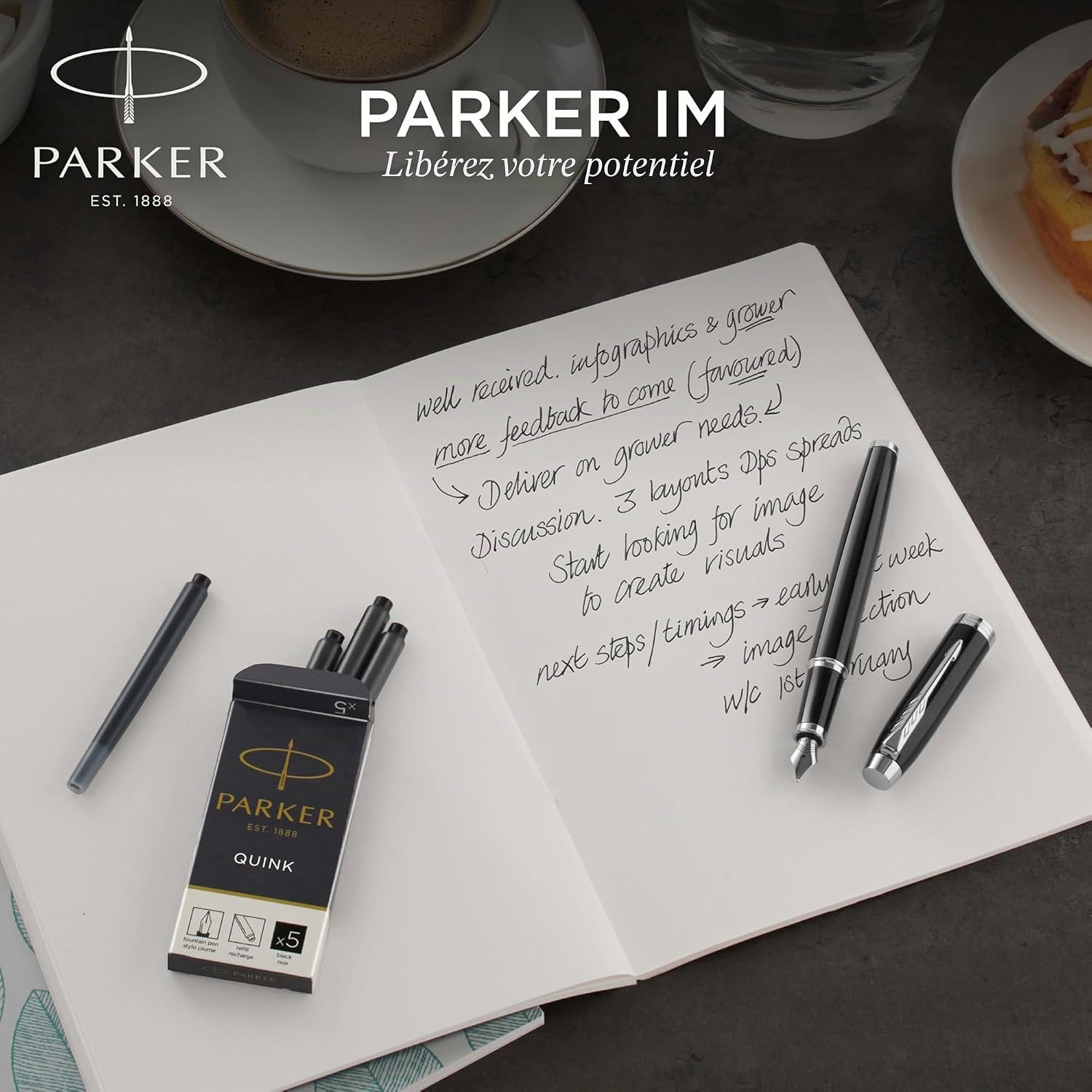 Thumbnail 6 de Parker IM stylo plume – Laque noire et attributs chromés, pointe fine, coffret cadeau